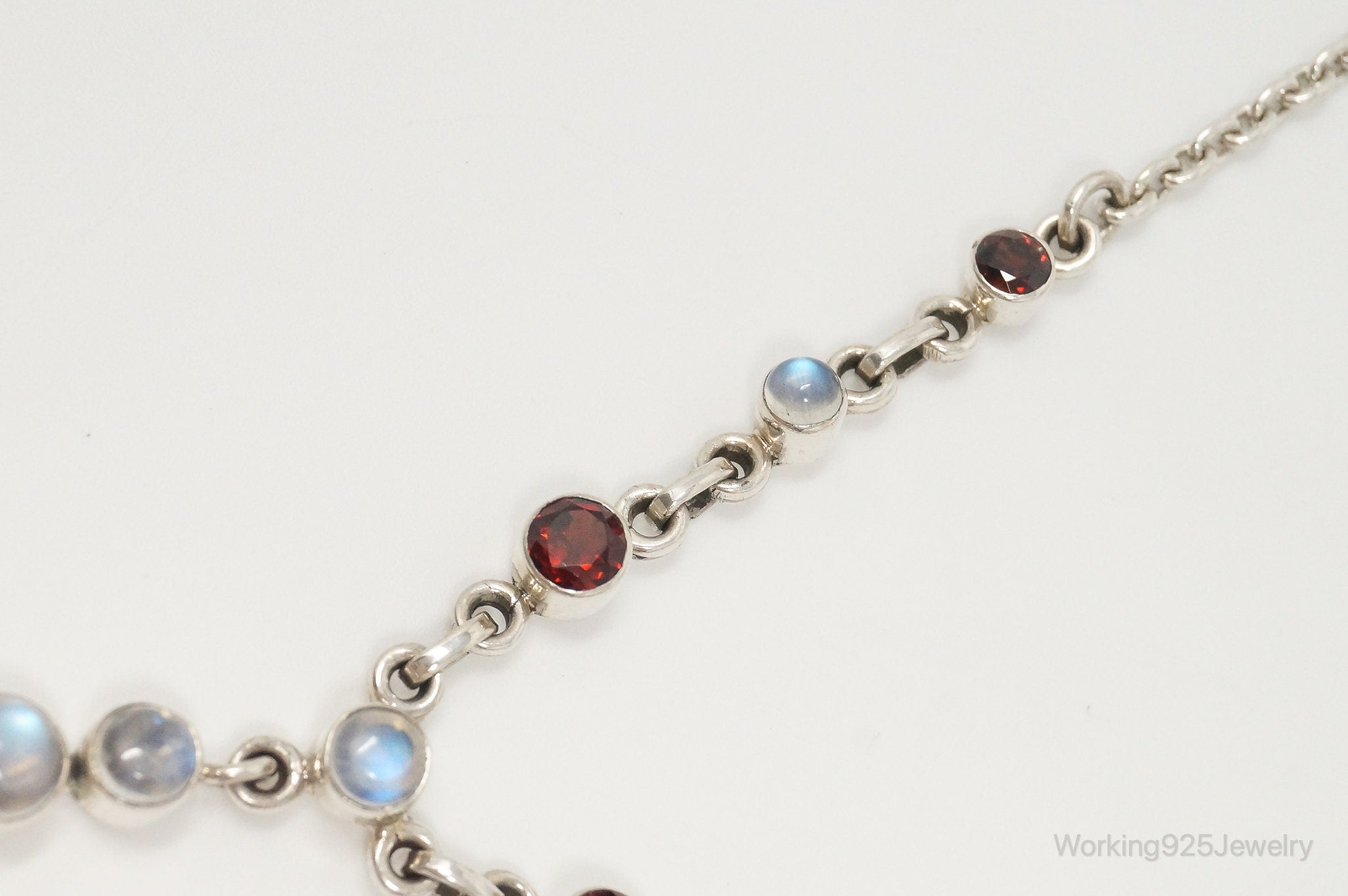 Designer Nicky Butler Moonstone Garnet Sterling Silver Necklace