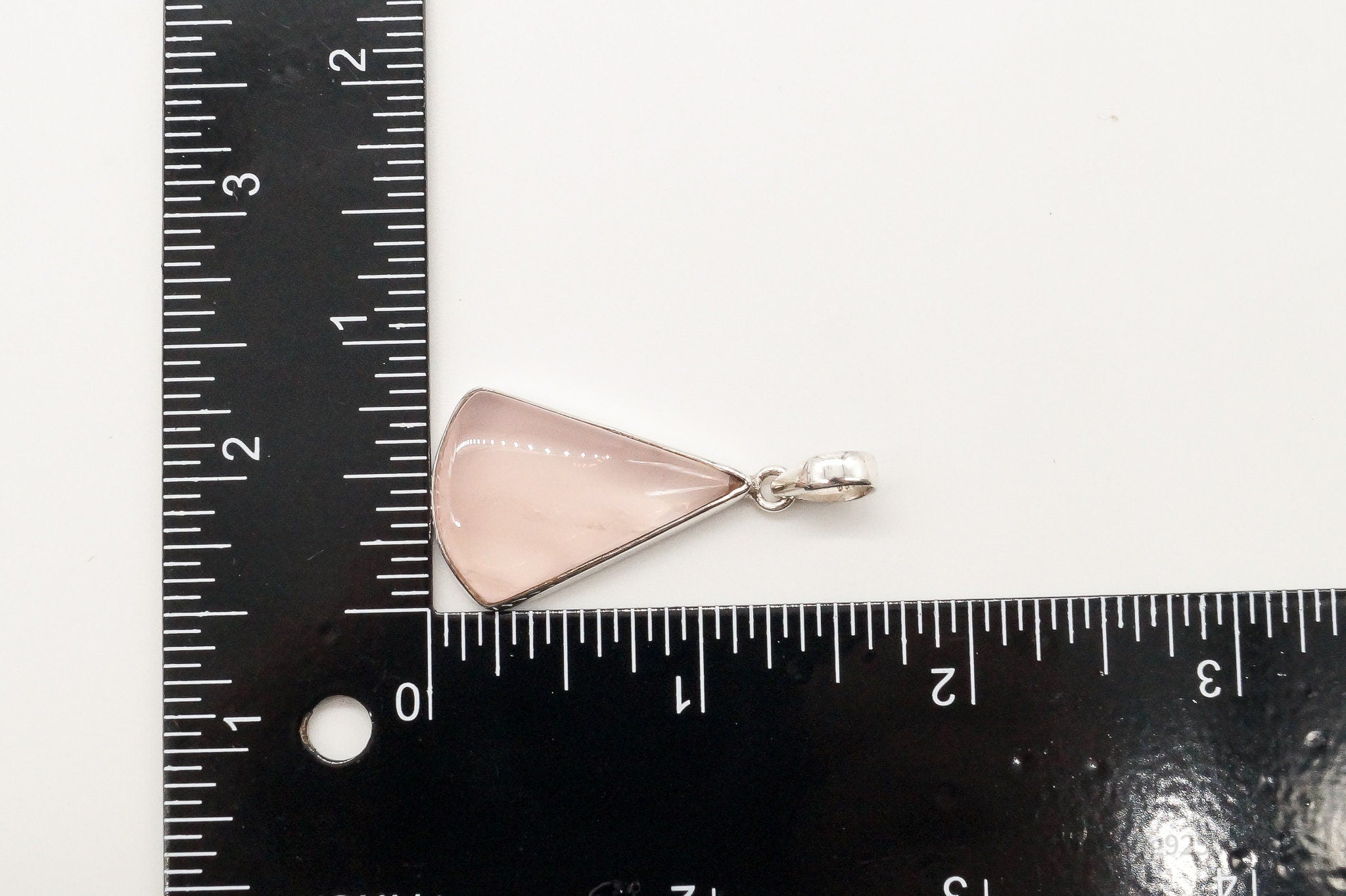 Large Vintage Rose Quartz Sterling Silver Pendant