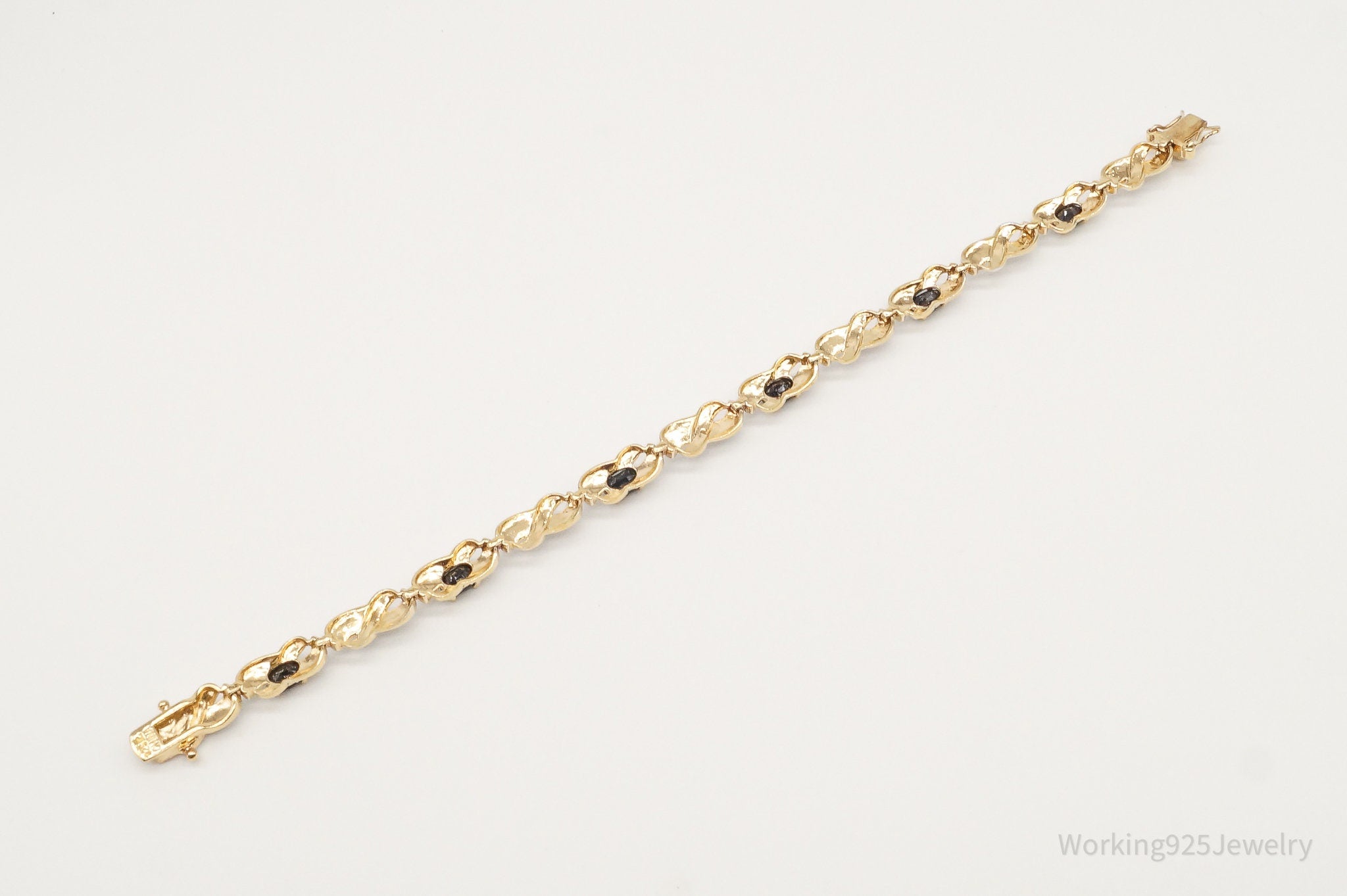 Designer Ross Simons Sapphires One Diamond Gold Vermeil Sterling Silver Bracelet