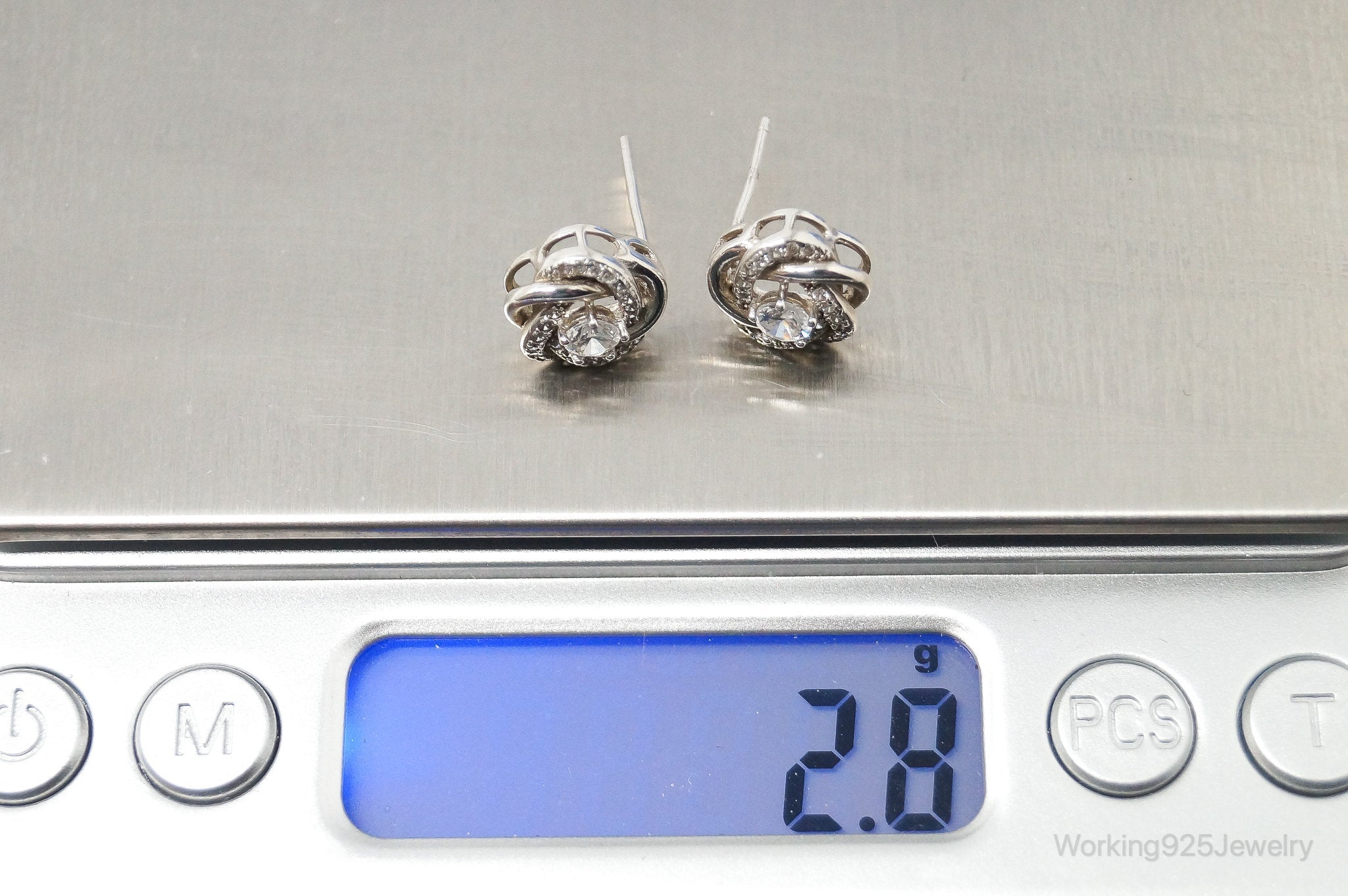 Cubic Zirconia Sterling Silver Stud Post Earrings