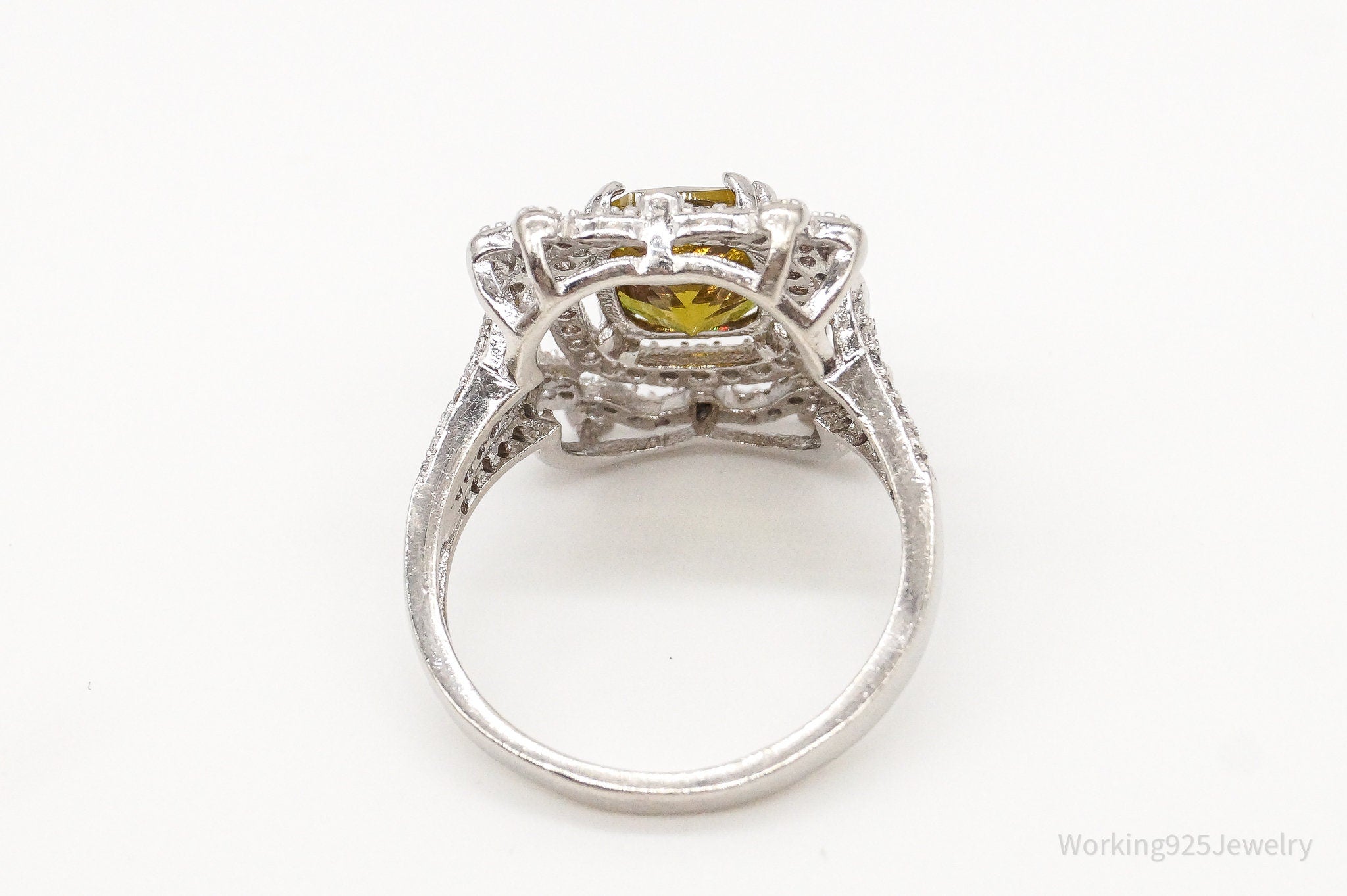 Color Changing Citrine Cubic Zirconia Sterling Silver Ring - Size 9