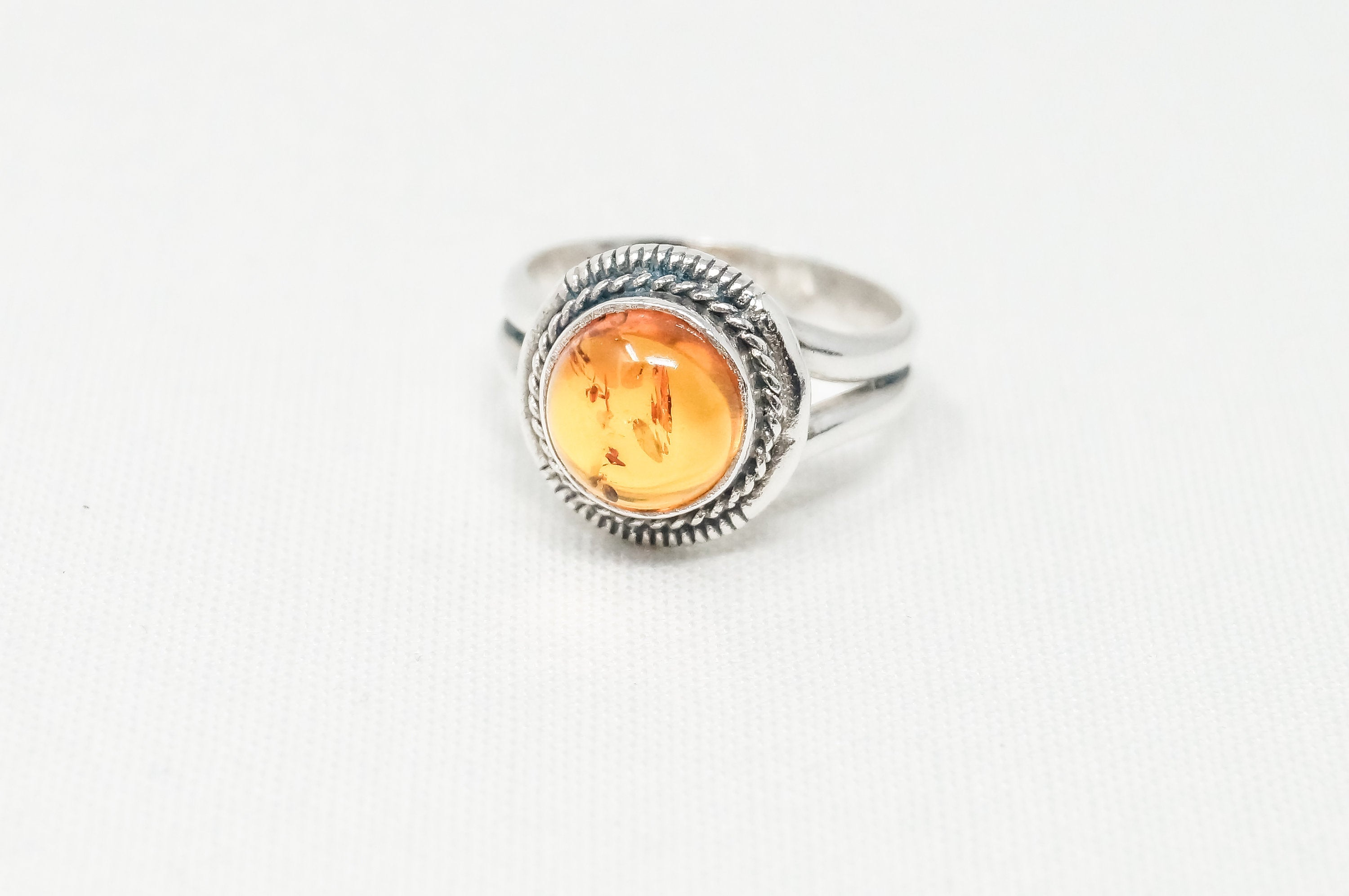 Vintage Designer BOMA Amber Rope Design Sterling Silver Ring - Sz 5 -783750436