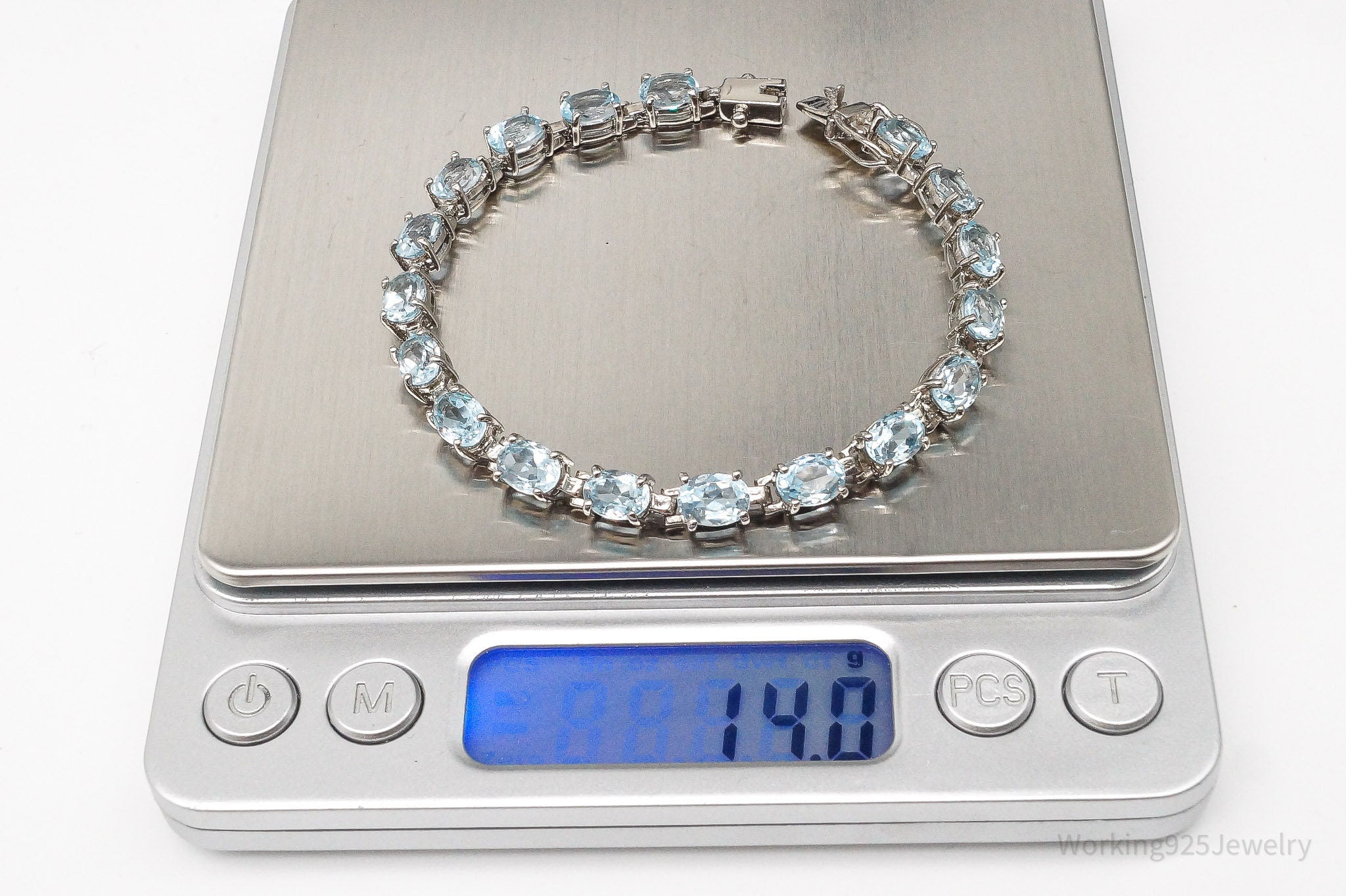 Vintage Blue Topaz Sterling Silver Bracelet