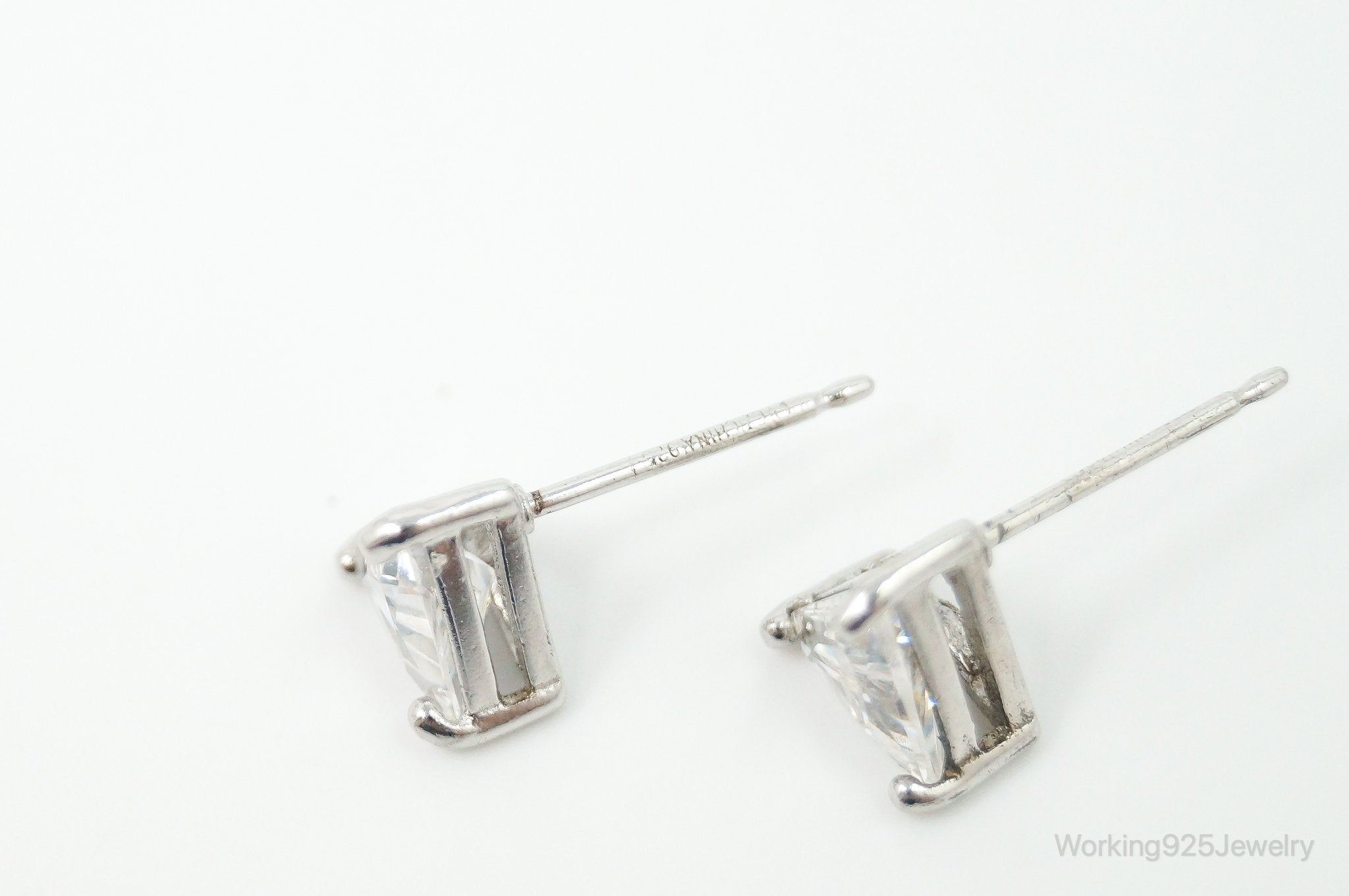 Cubic Zirconia Sterling Silver Stud Post Earrings