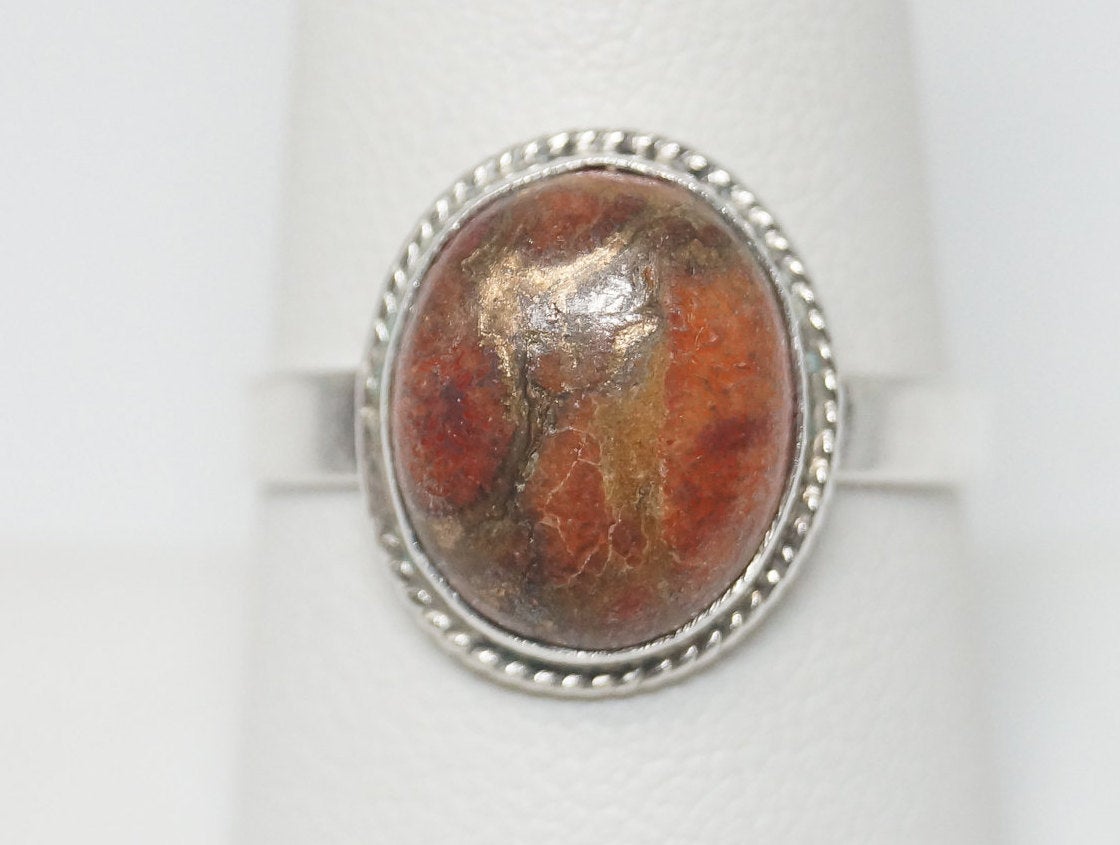 Vintage Jasper Southwestern Sterling Silver Ring - Sz 9