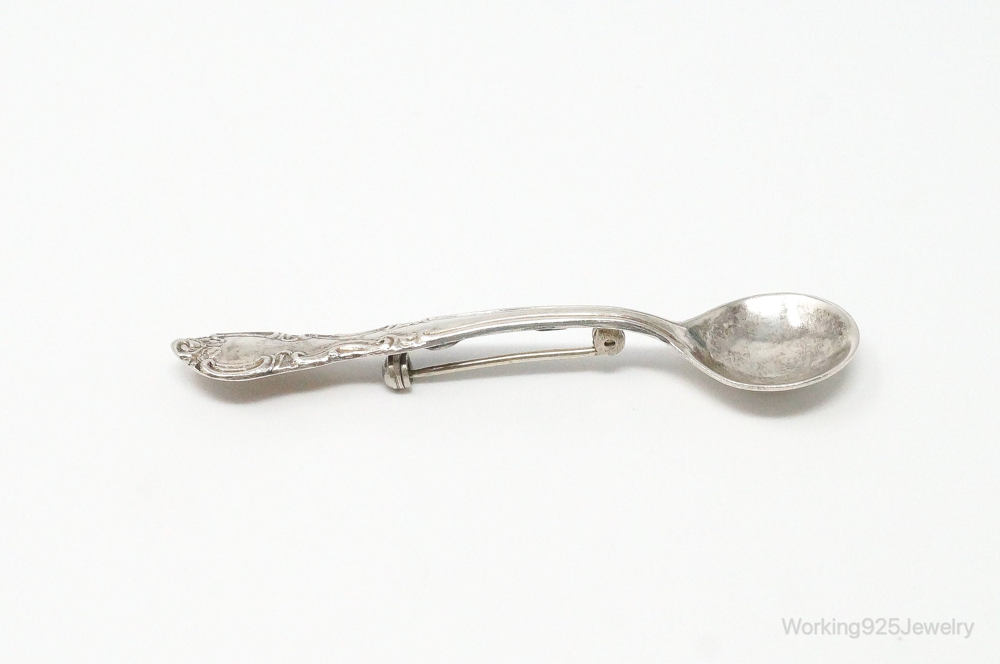 Antique Spoon Sterling Silver Brooch Pin