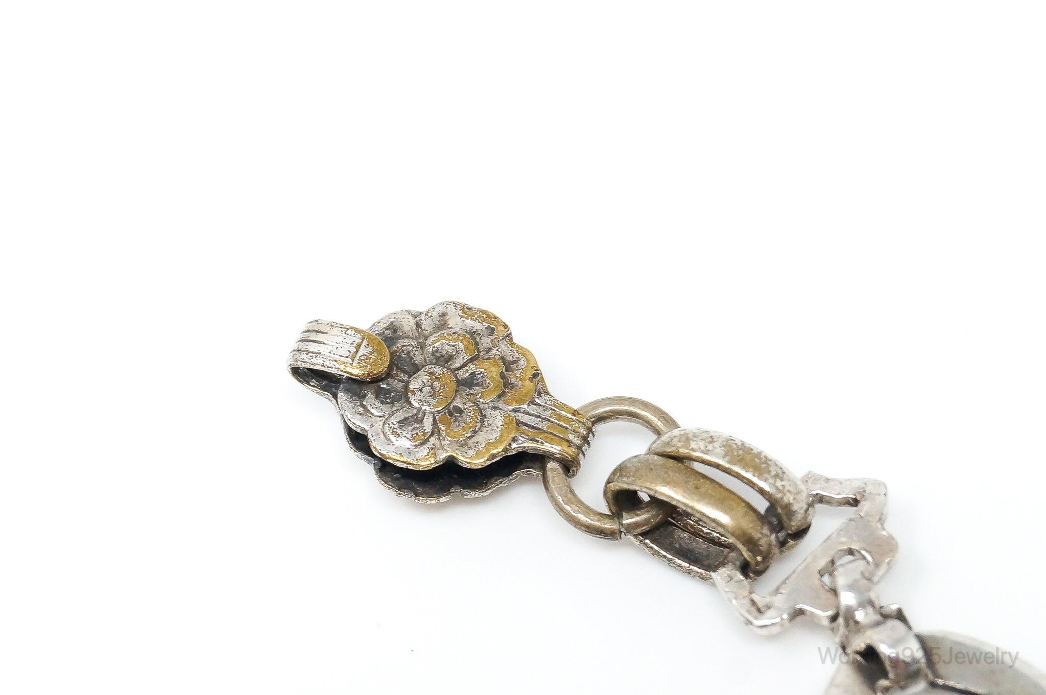 Antique Sterling Silver Floral Pattern Bracelet