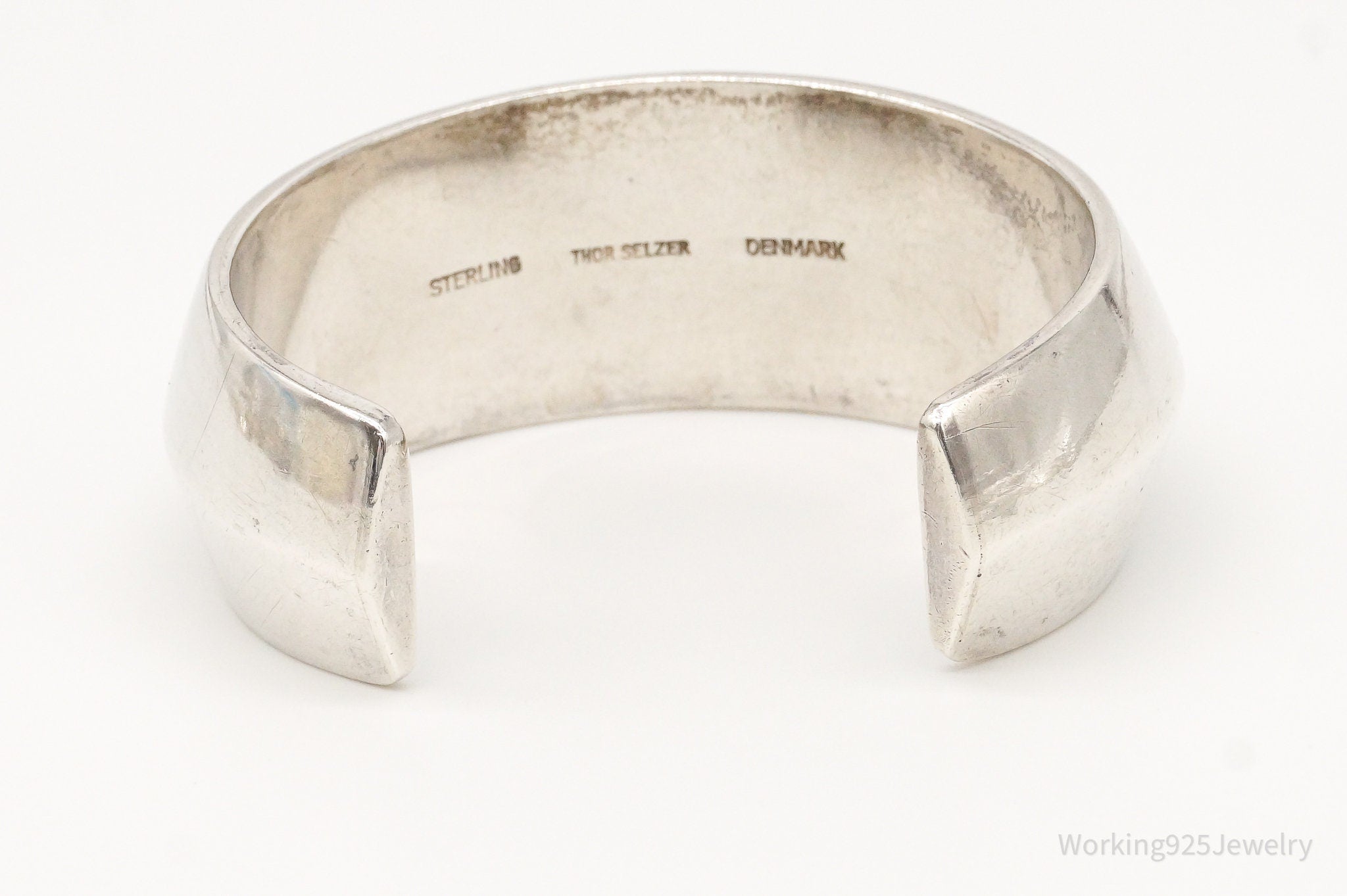 RARE Danish Museum Designer Thor Selzer Wide Sterling Silver Bracelet