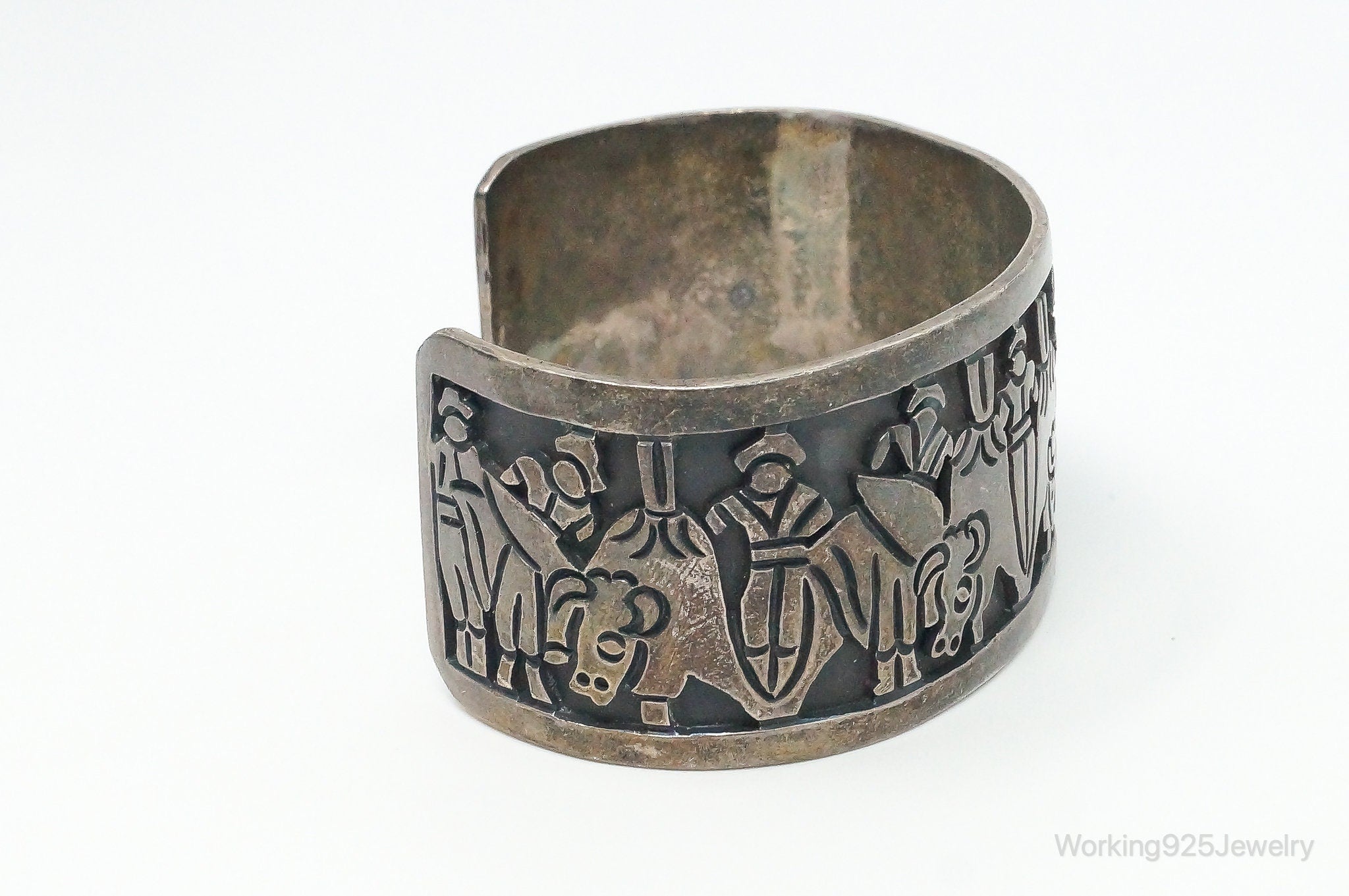 RARE Mexico Modernist Los Ballesteros Storyteller Sterling Silver Bracelet