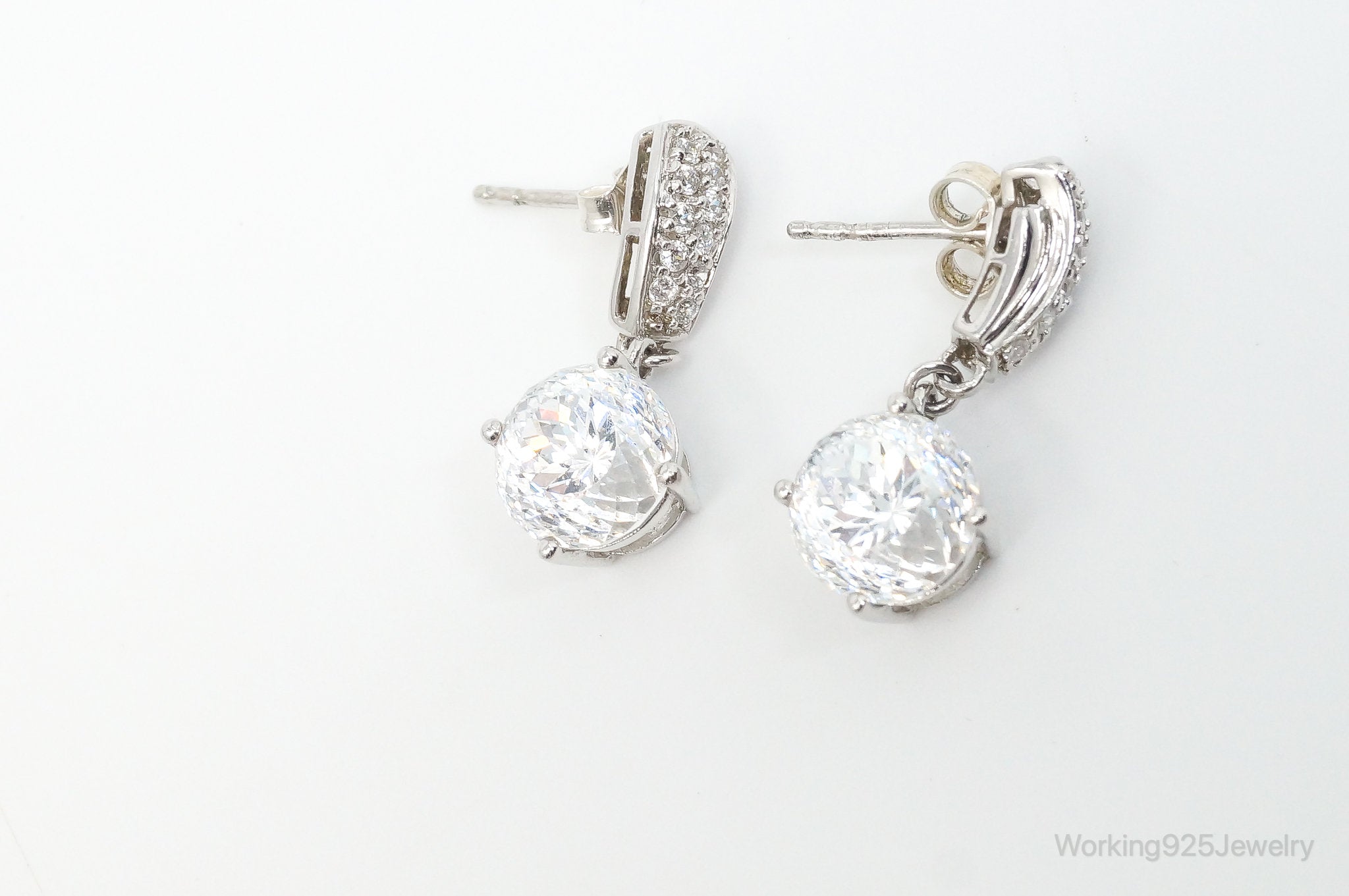 Designer MEDA Cubic Zirconia Sterling Silver Earrings