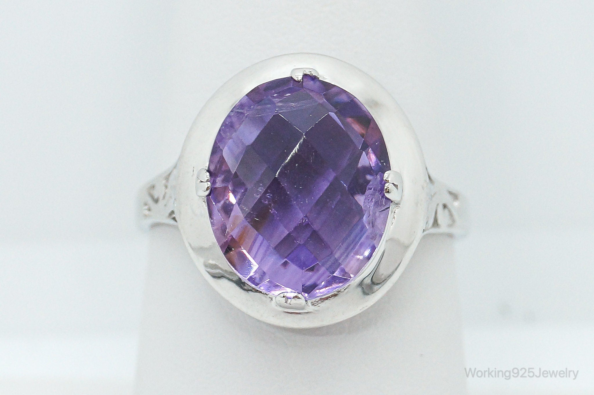 Vintage Amethyst Sterling Silver Ring - Size 7