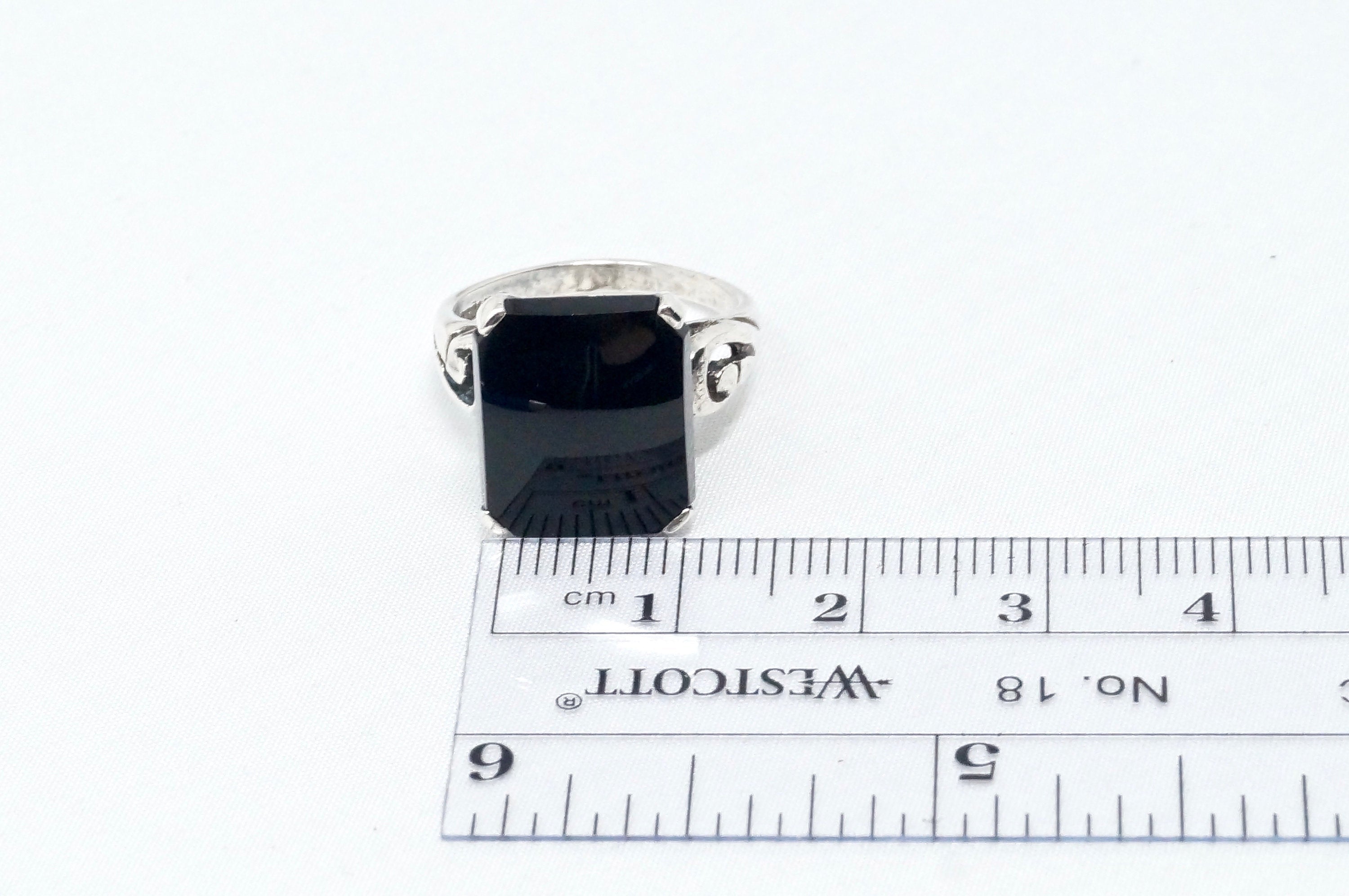 Vintage Black Onyx Swirl Design Sterling Silver Southwestern Ring - Size 5.5