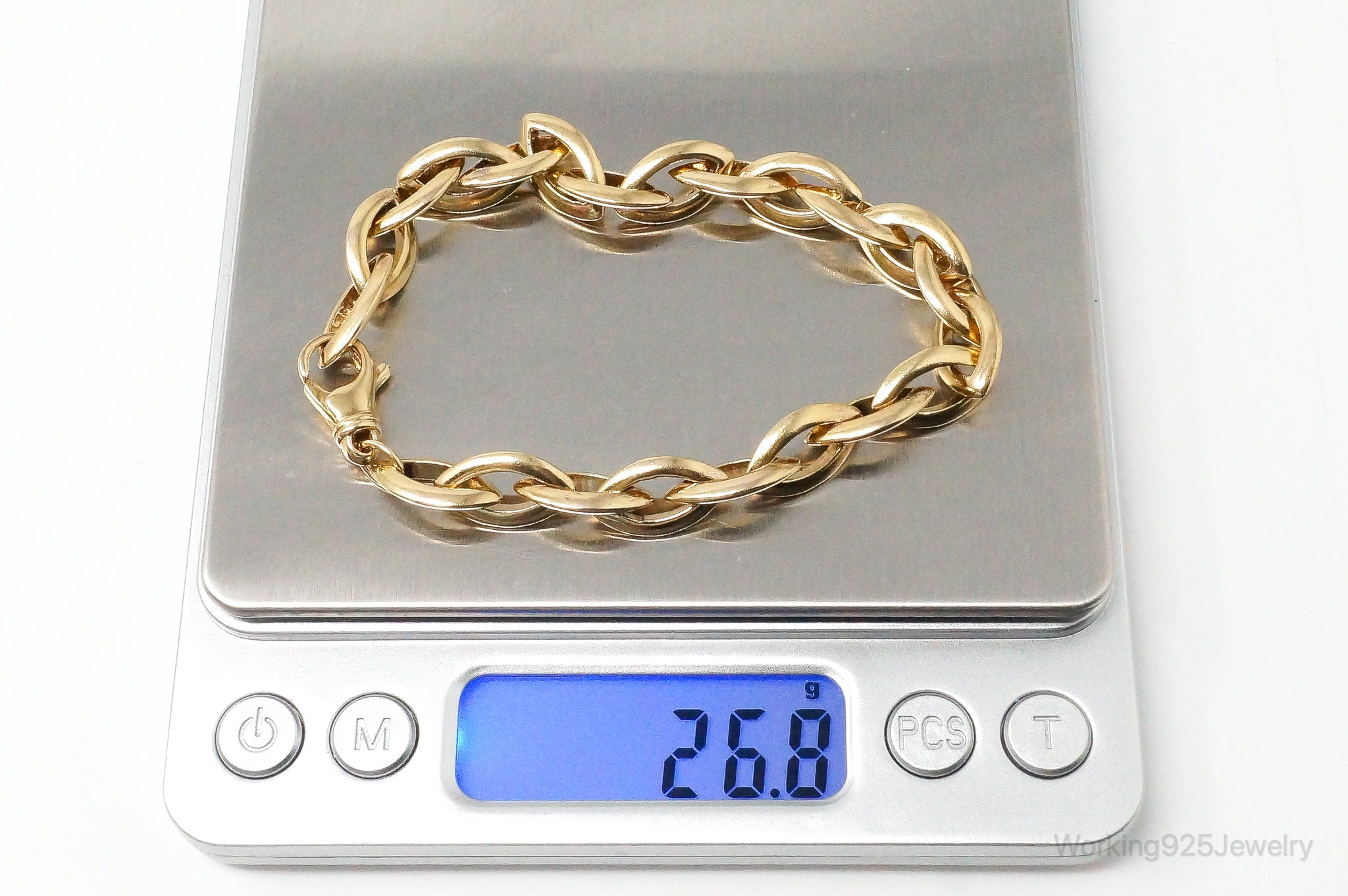 Vintage Italian Designer Gold Vermeil Sterling Silver Chain Link Bracelet