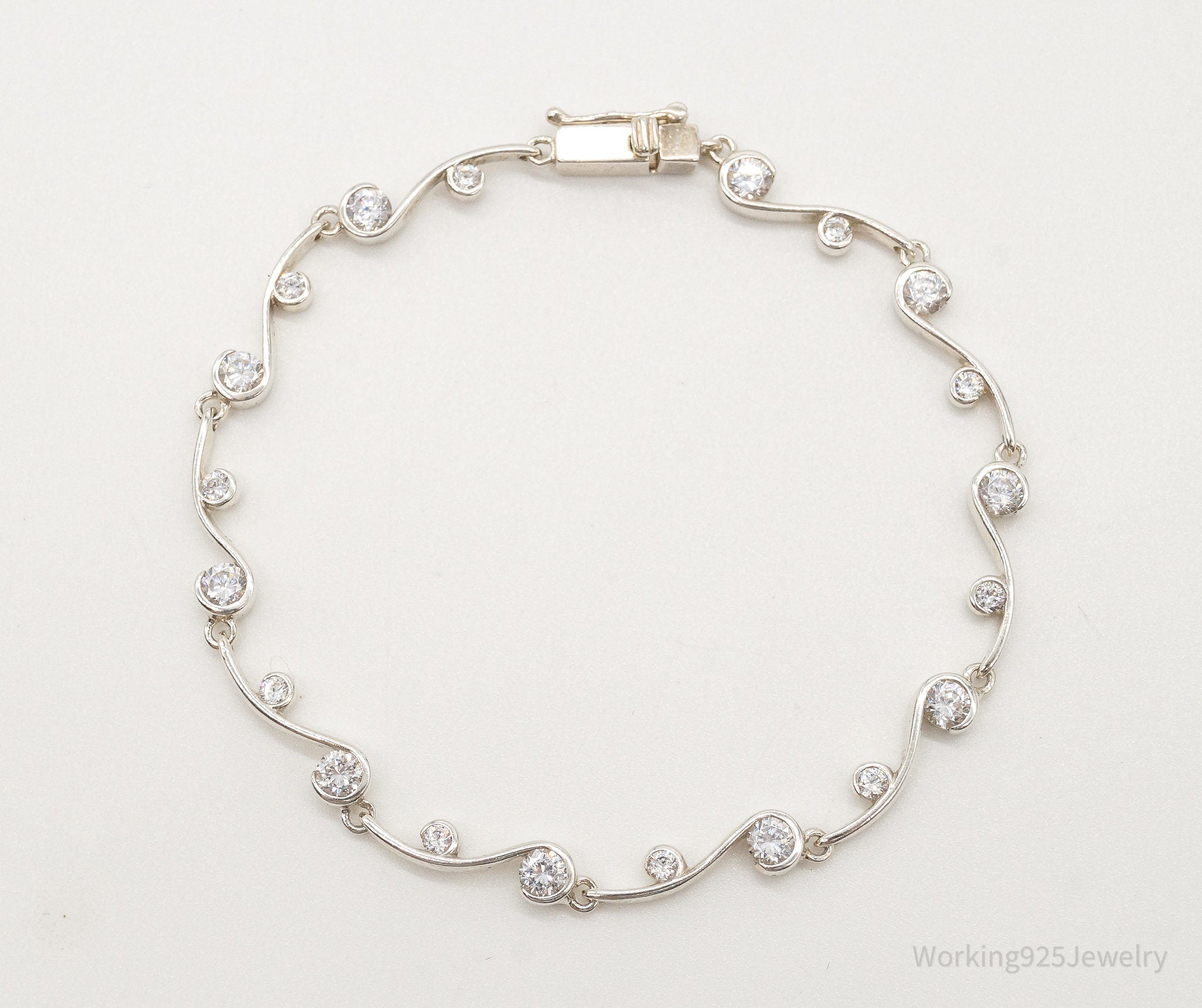 Vintage DQCZ Cubic Zirconia Sterling Silver Tennis Bracelet