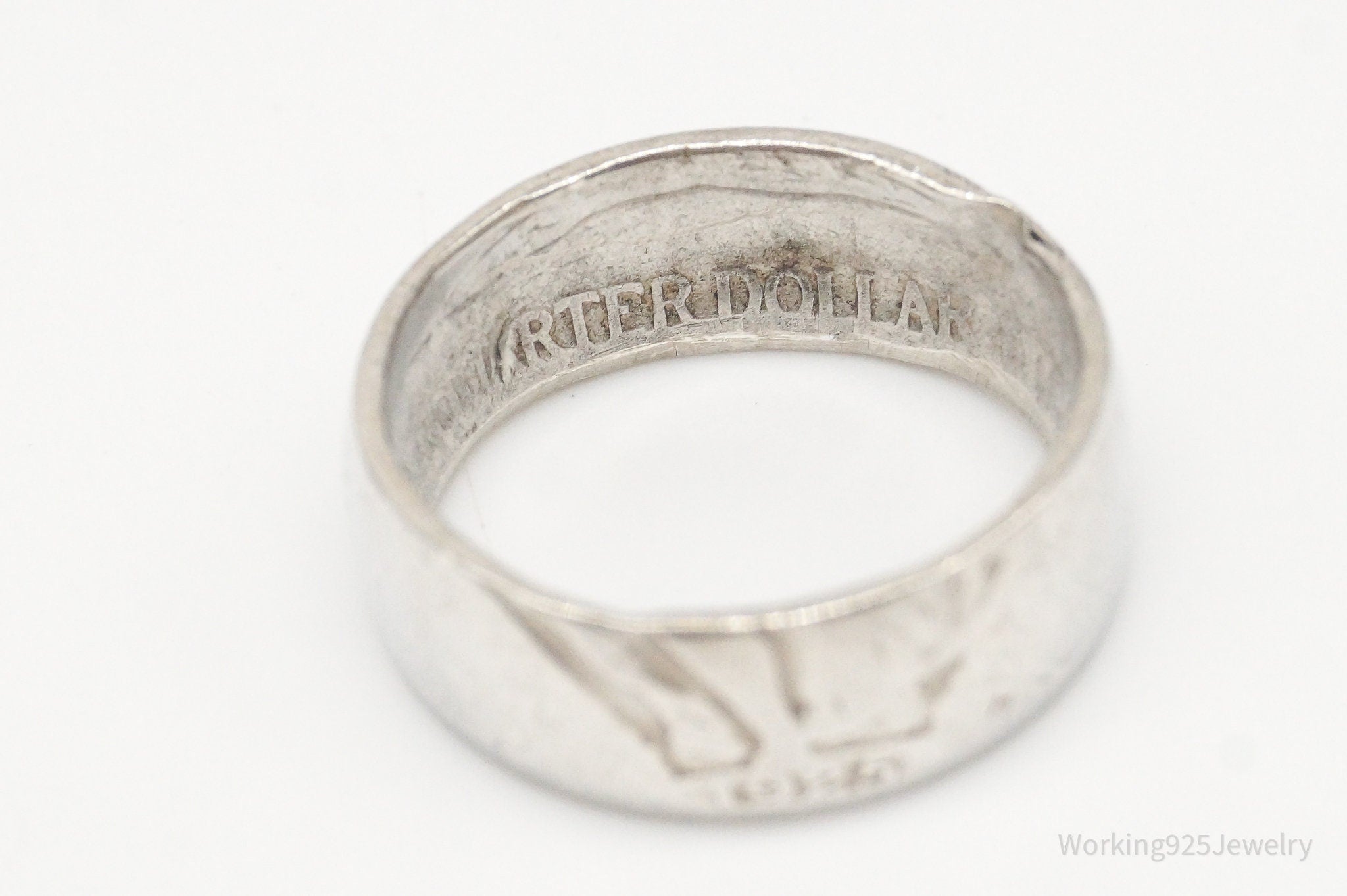 Vintage 1925 Standing Liberty Quarter Dollar Coin Silver Ring - Size 6.75