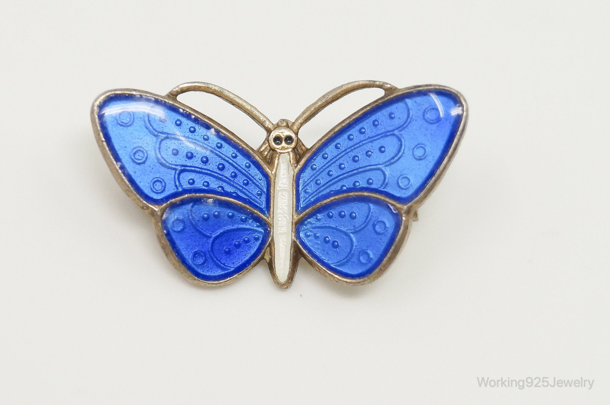 VTG Norway Aksel Holmsen Butterfly Enamel Gold Wash Sterling Silver Pin Brooch