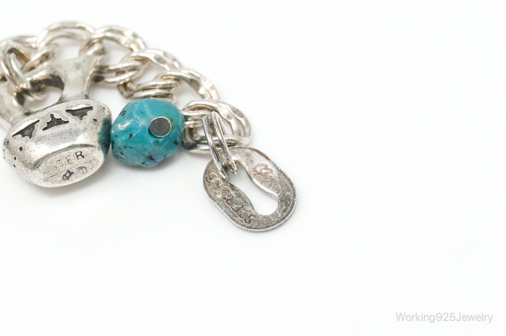 Carolyn Pollack Turquoise Southwestern Charms Sterling Silver Bracelet