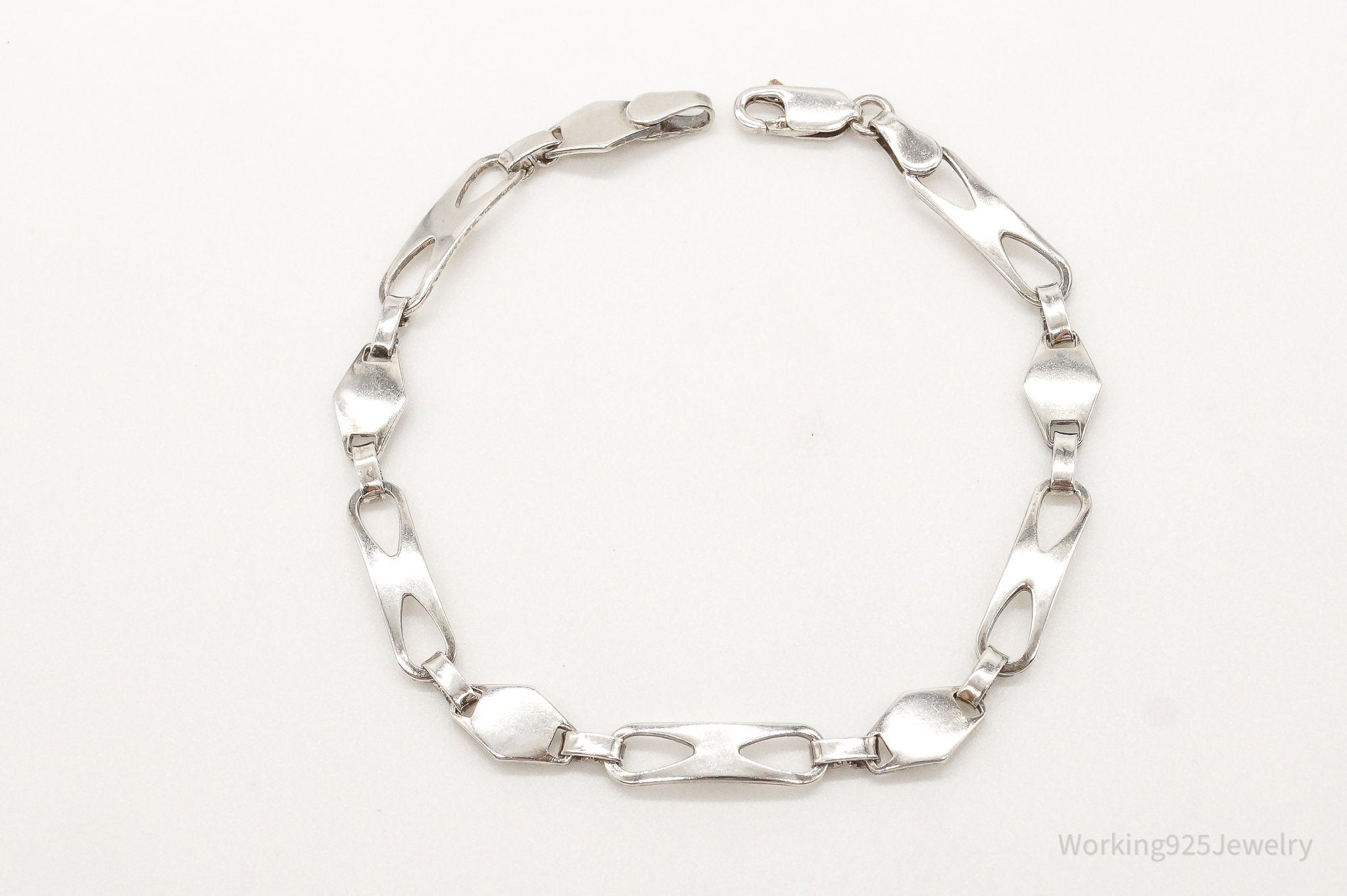 Vintage Designer IBB Modern Link Sterling Silver Bracelet