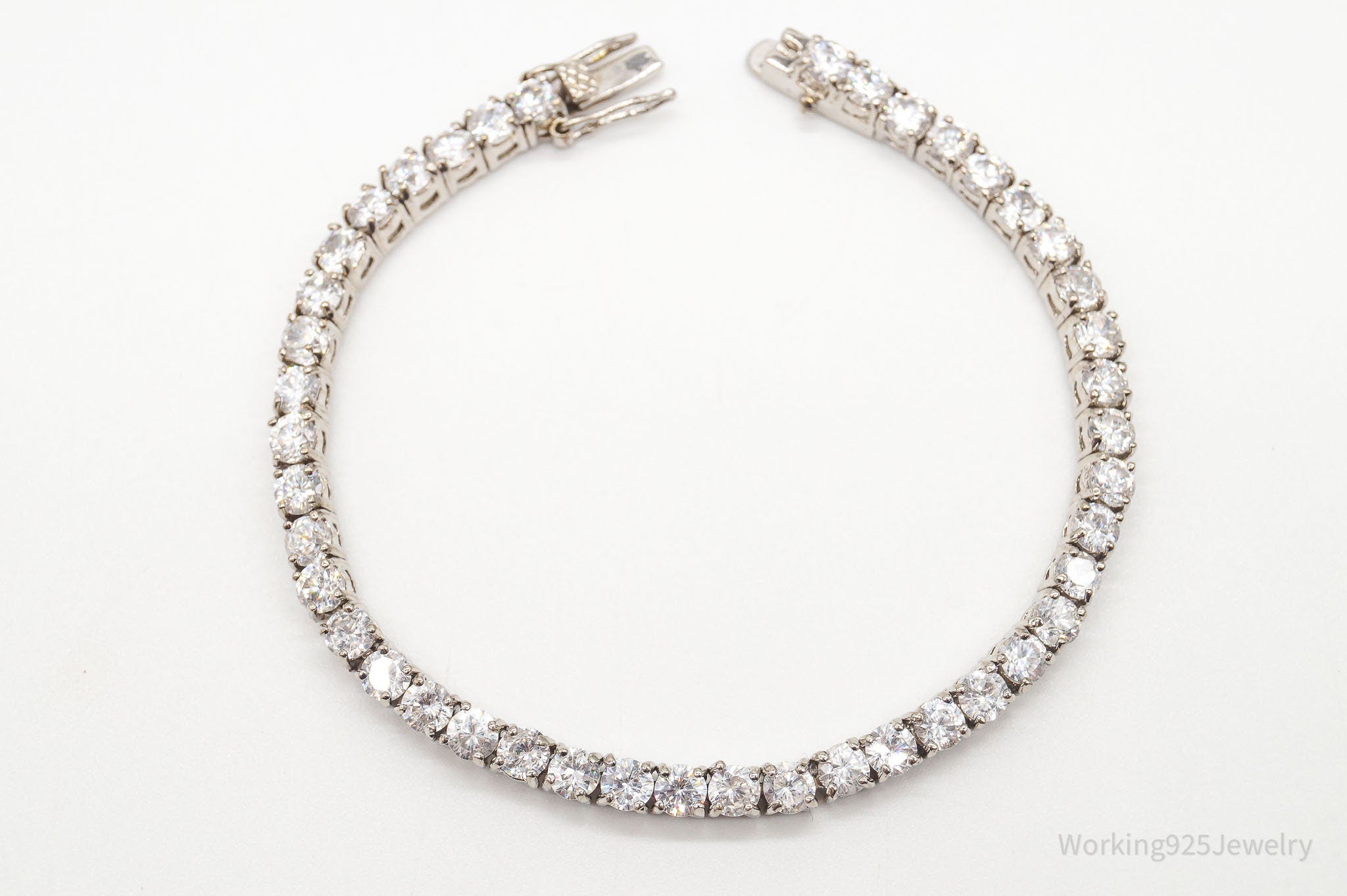 Vintage Cubic Zirconia Silver Tennis Bracelet