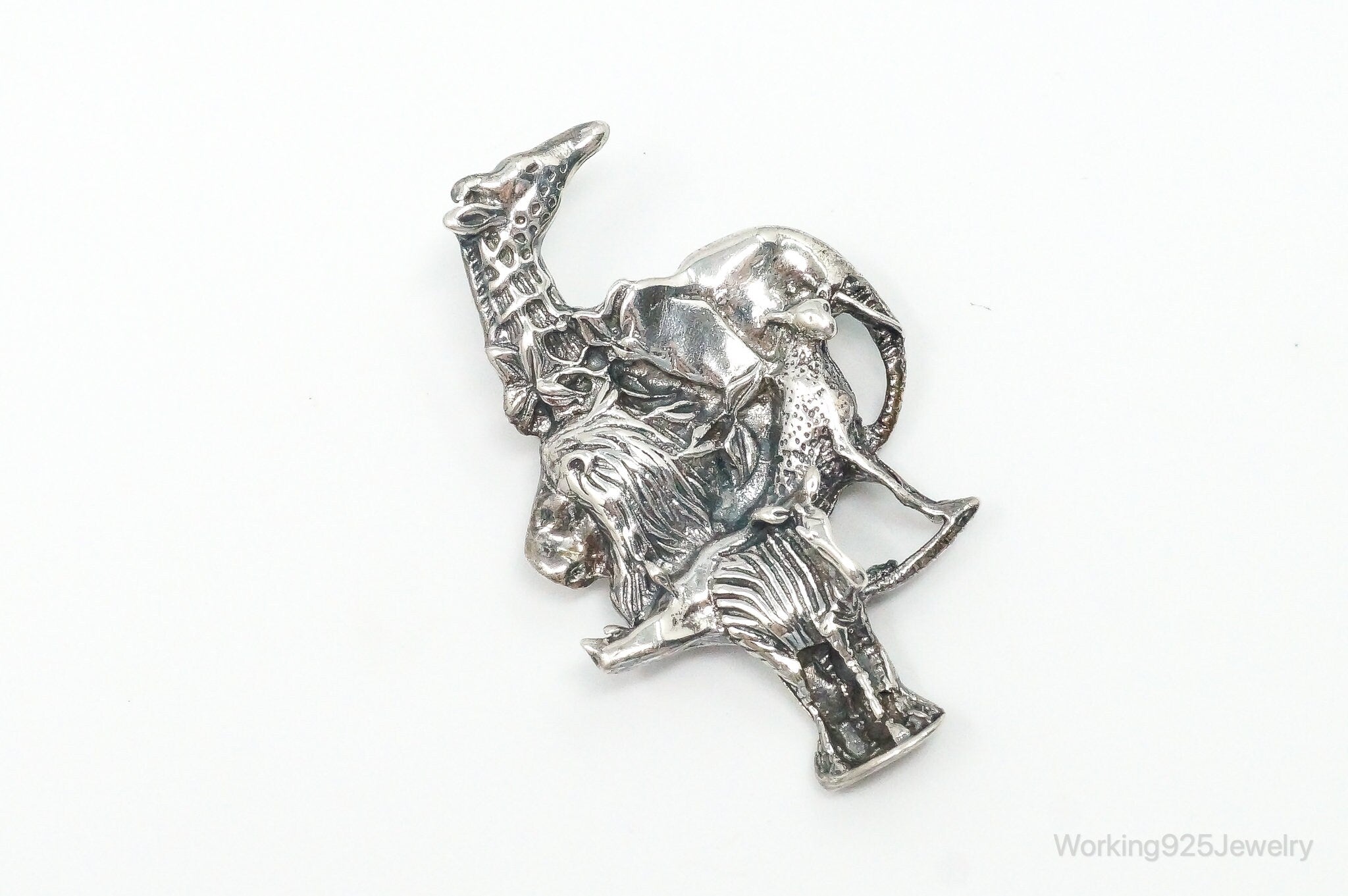 Large Vintage Mexico Animal Kingdom Sterling Silver Brooch Pin