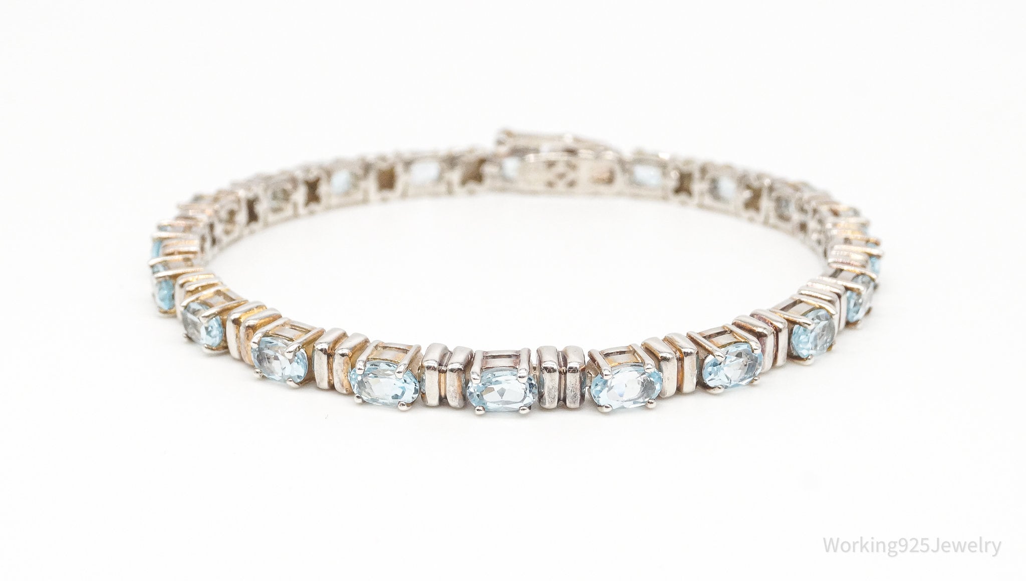 Vintage Blue Topaz Sterling Silver Bracelet