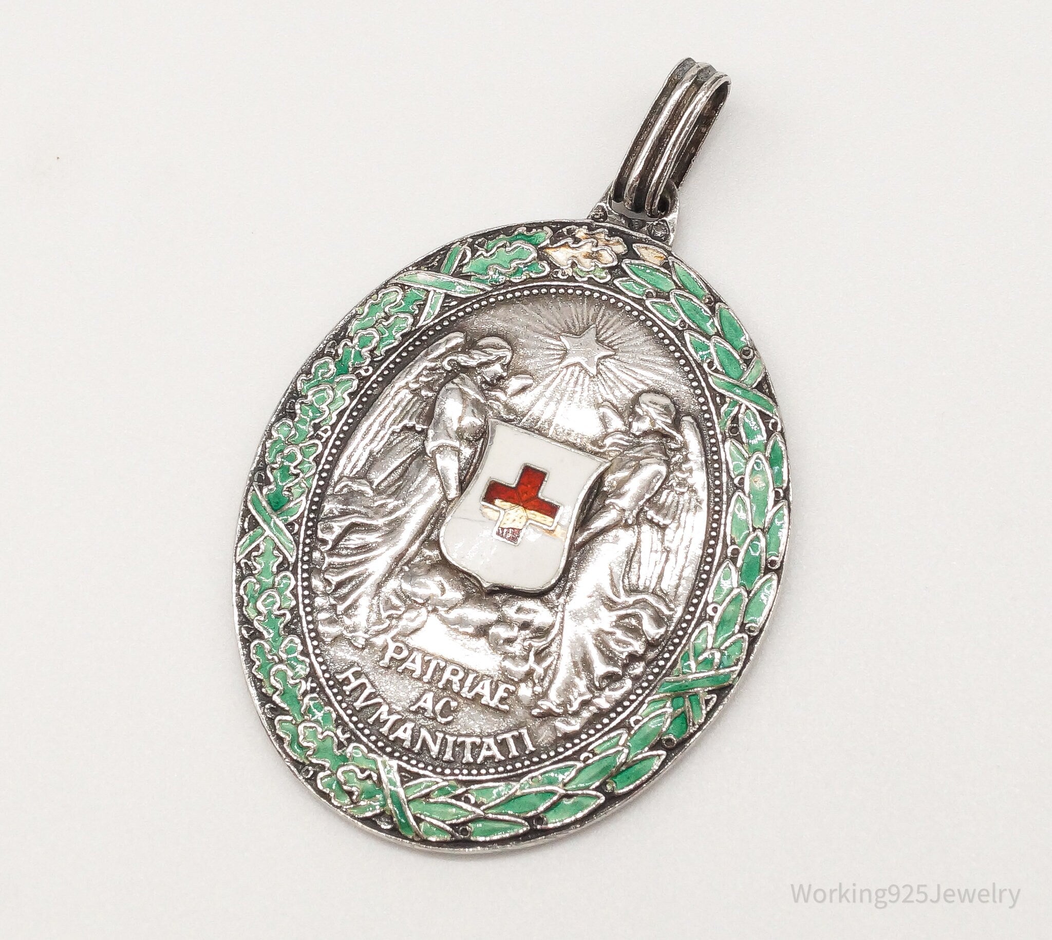 Antique WWI Enameled Silver Patriae Humanitati Merit