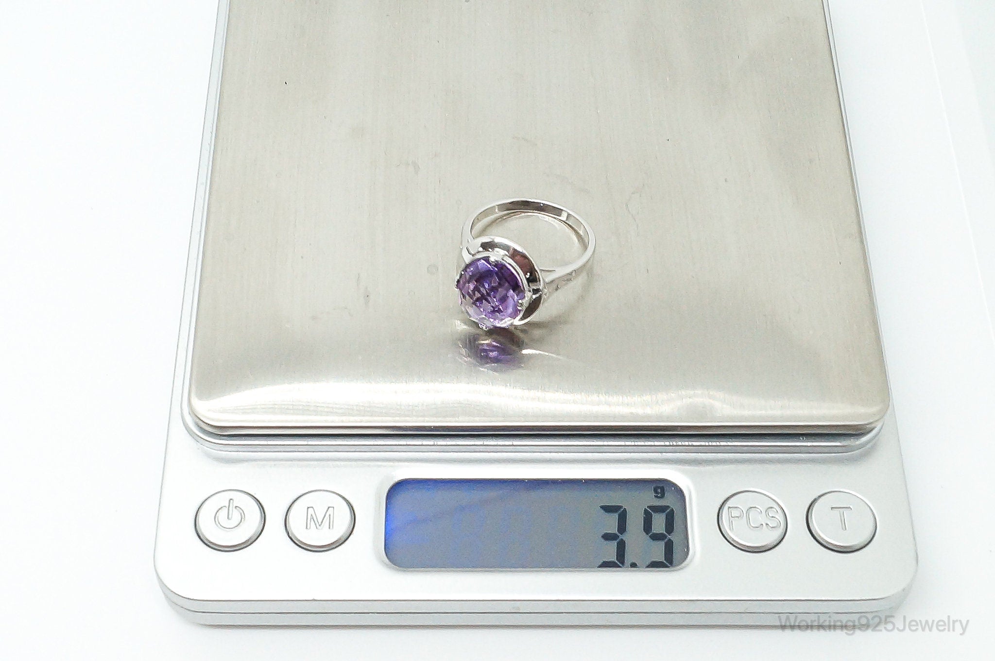 Vintage Amethyst Sterling Silver Ring - Size 7