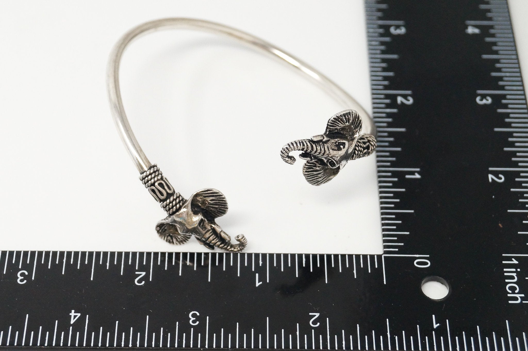 Vintage Elephant Heads Sterling Silver Wrap Bracelet