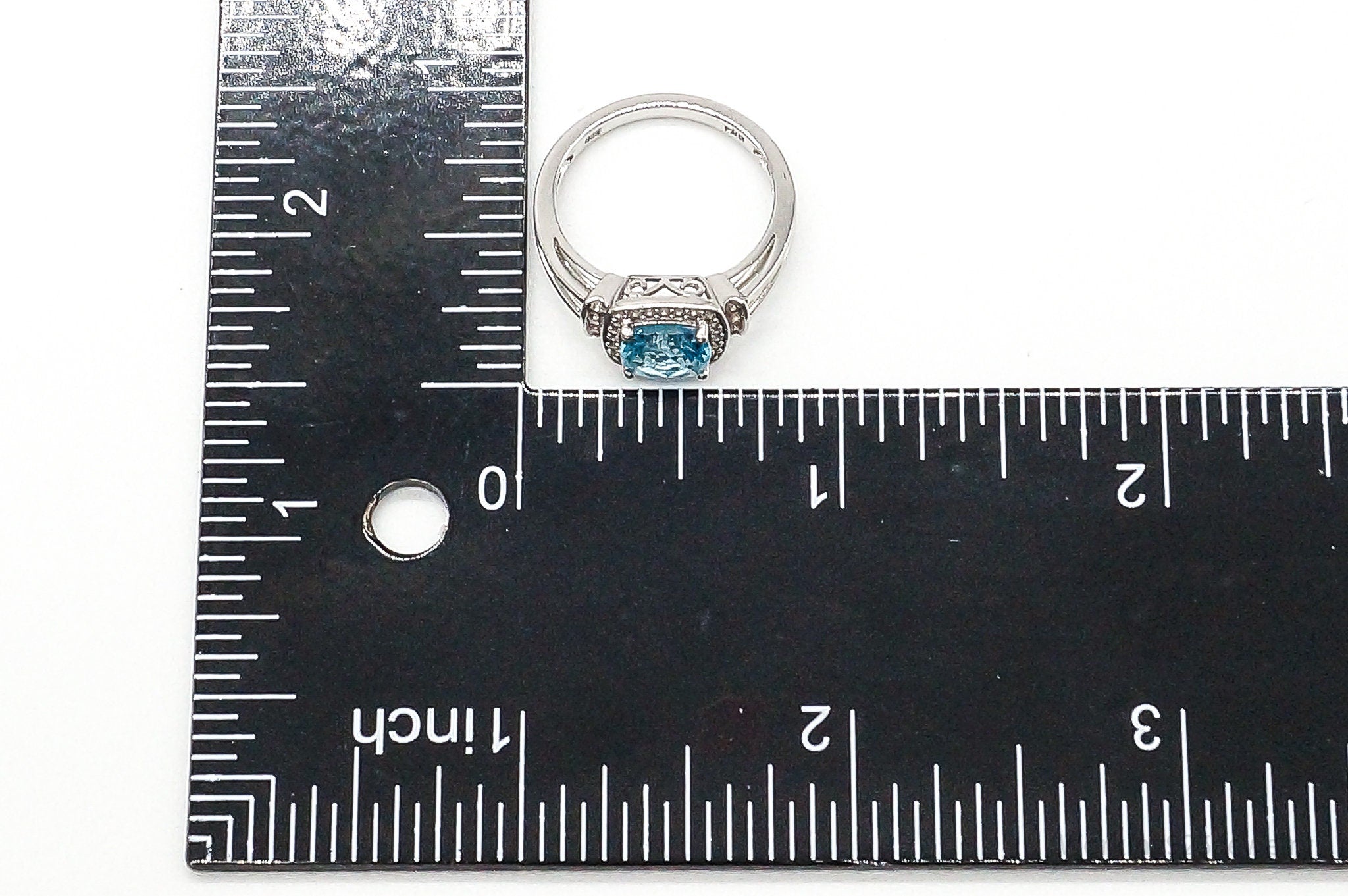 Blue Topaz Cubic Zirconia Sterling Silver Ring - Size 7