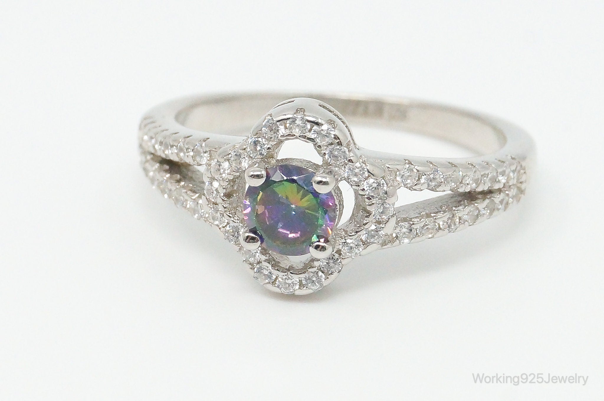 Mystic Topaz Cubic Zirconia Sterling Silver Ring - Size 6.5