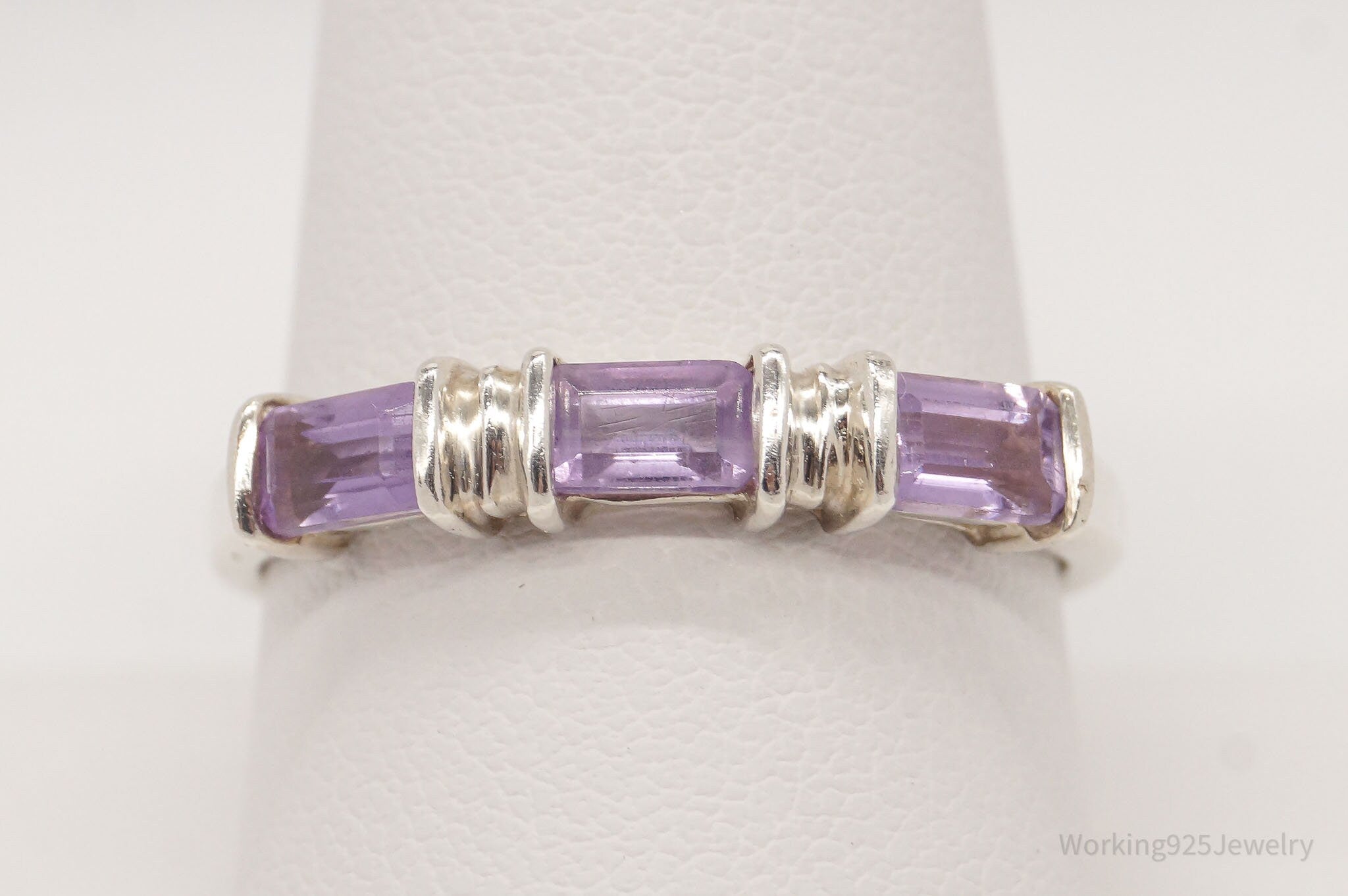 Vintage Avon Amethyst Sterling Silver Ring - Size 10.25