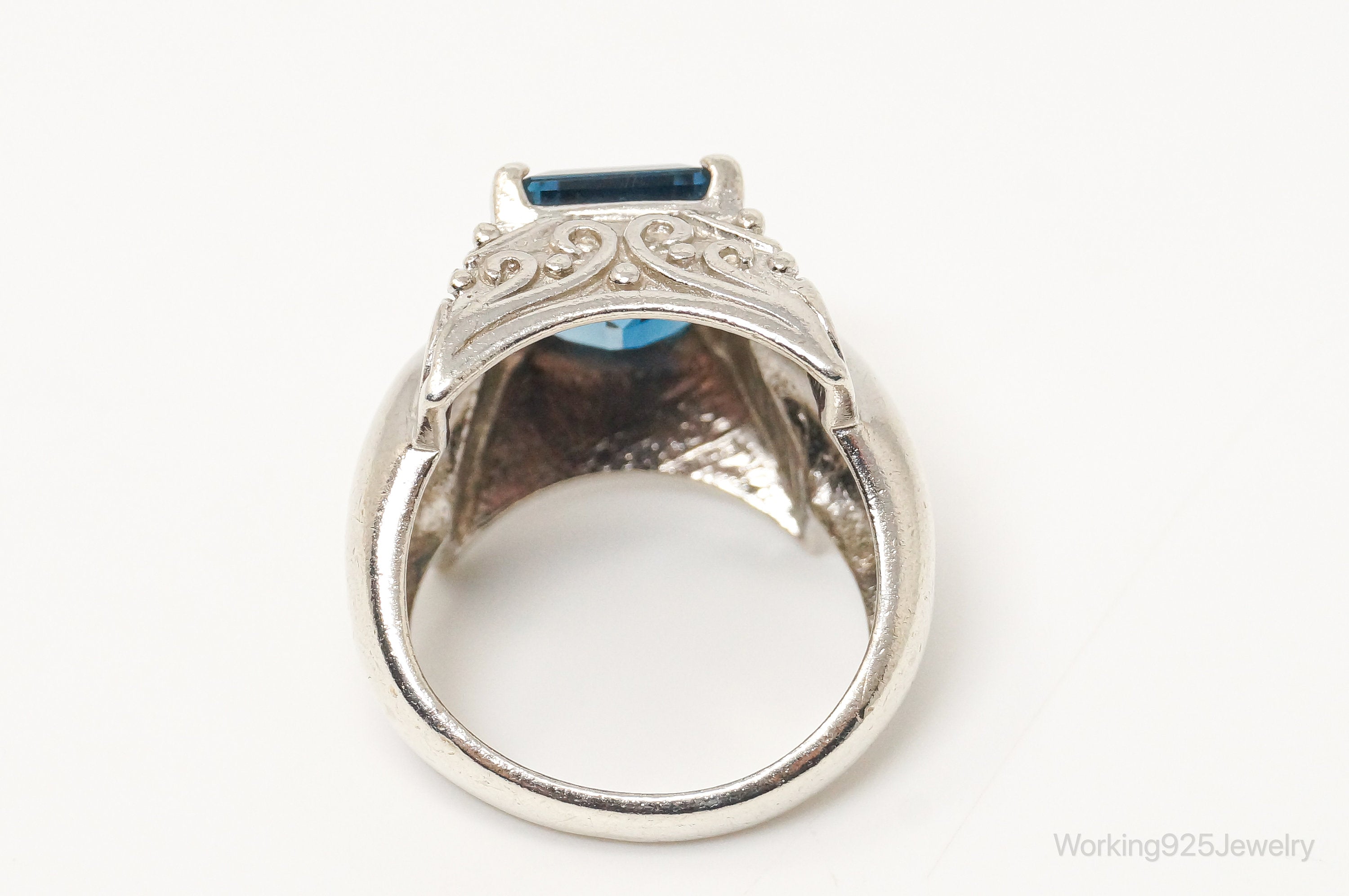 Vintage Designer ISG Large Blue Topaz Sterling Silver Ring - Sz 6.5