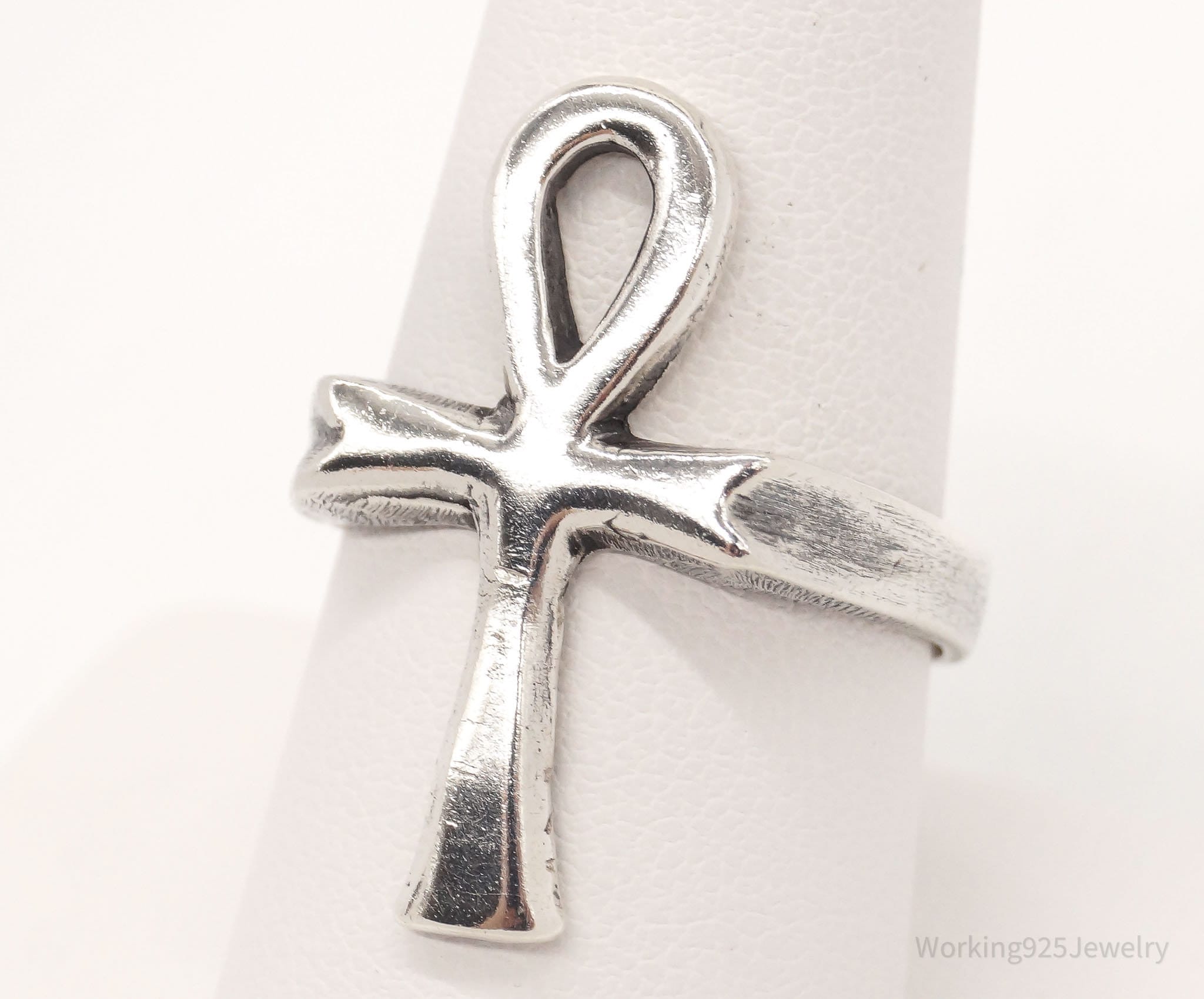 Vintage Ankh Cross Sterling Silver Egyptian Ring Size 9.5