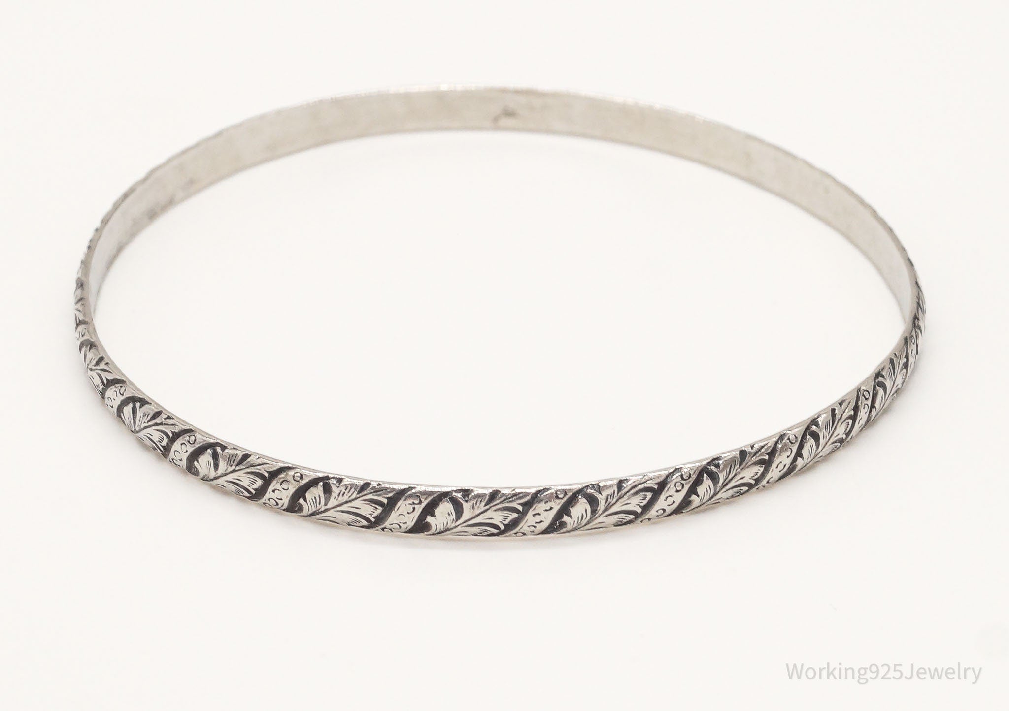 Antique Art Nouveau Sterling Silver Bangle Bracelet