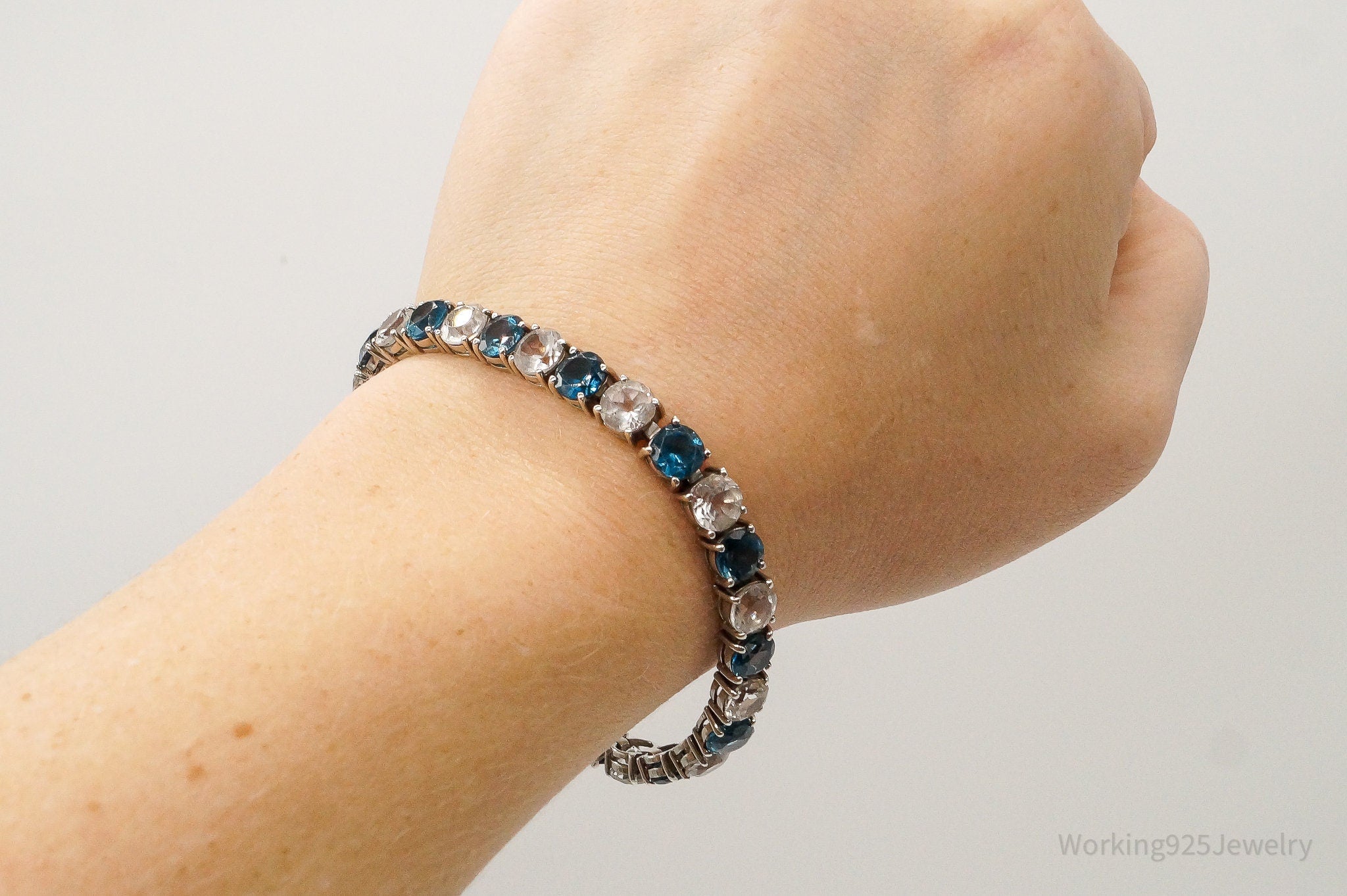 Blue & White Topaz Sterling Silver Bracelet