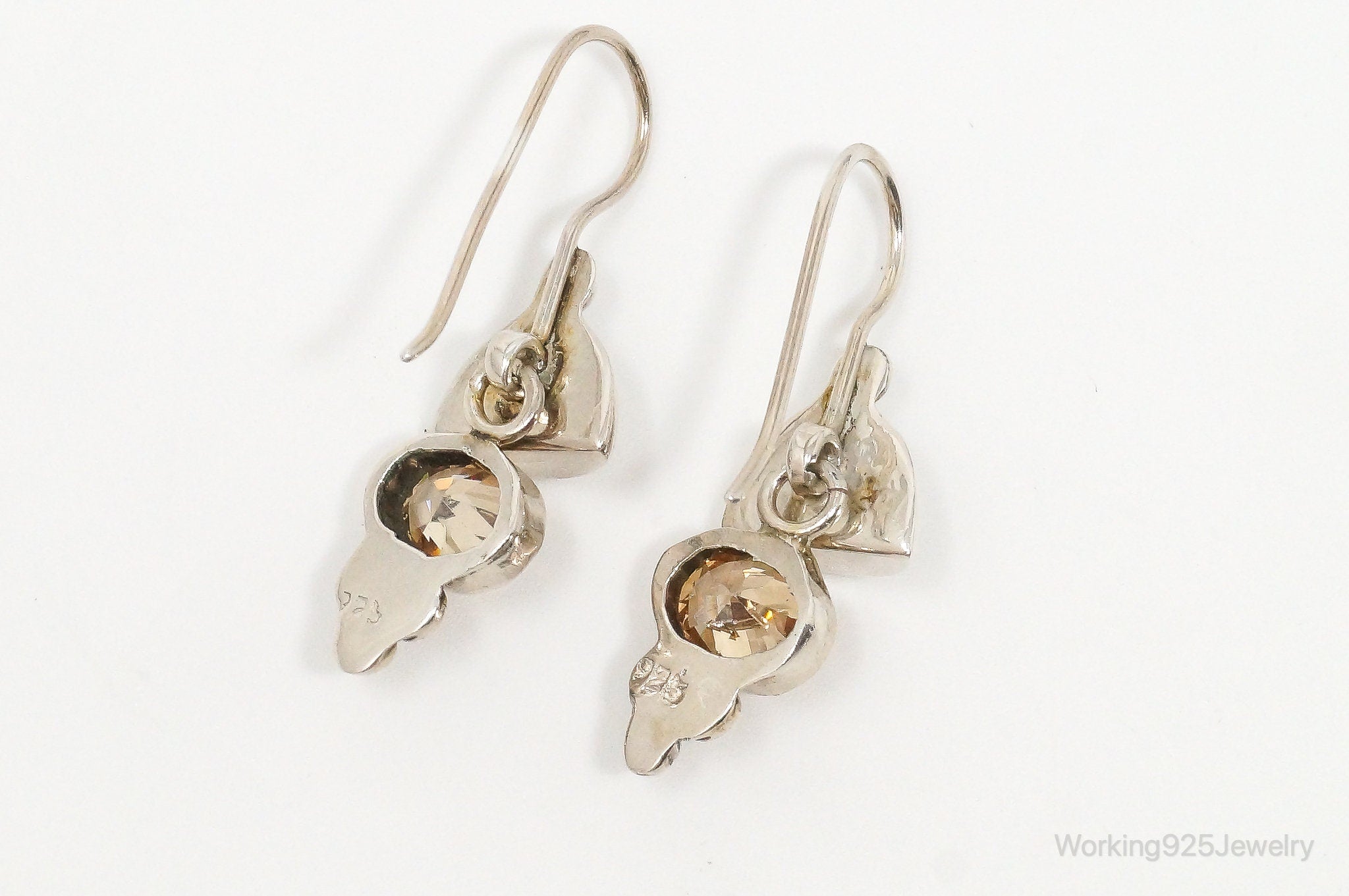 Vintage Citrine Bali Inspired Sterling Silver Earrings