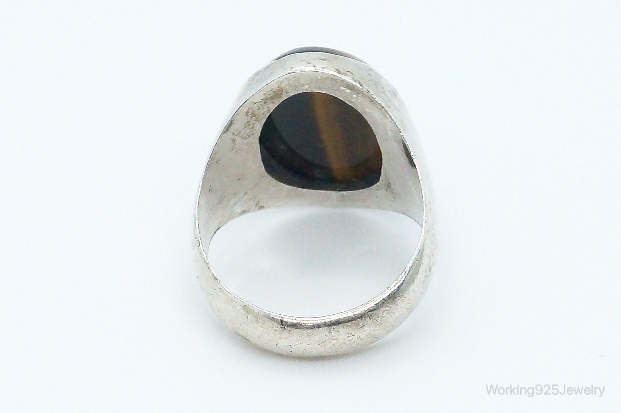 Vintage Designer WM Co Tigers Eye Sterling Silver Ring - Size 9.25