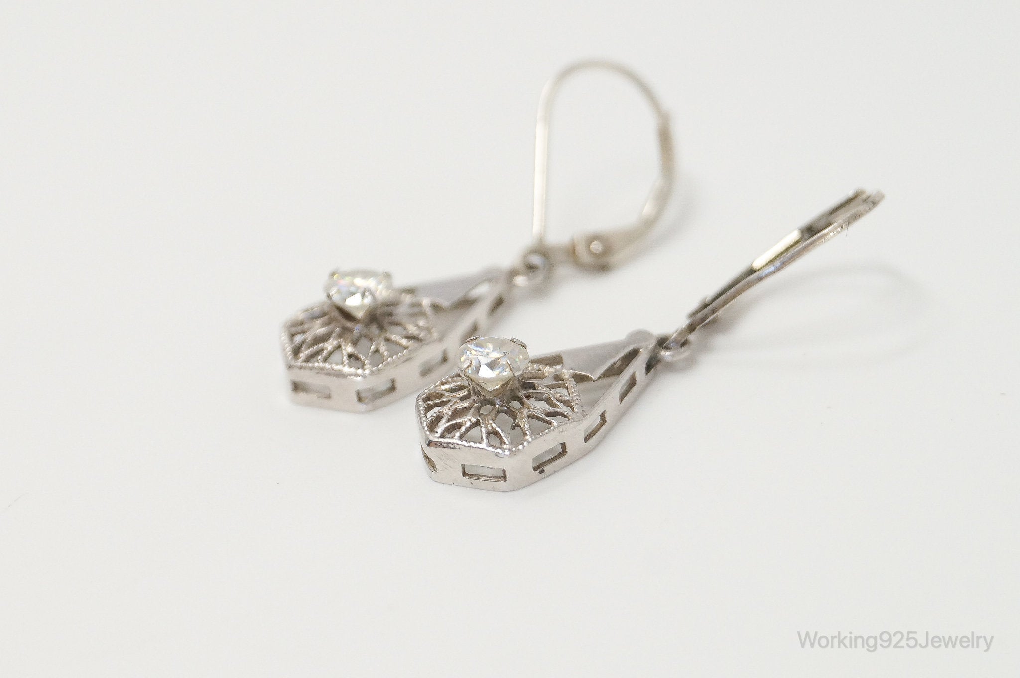 Vintage Cubic Zirconia Sterling Silver Earrings