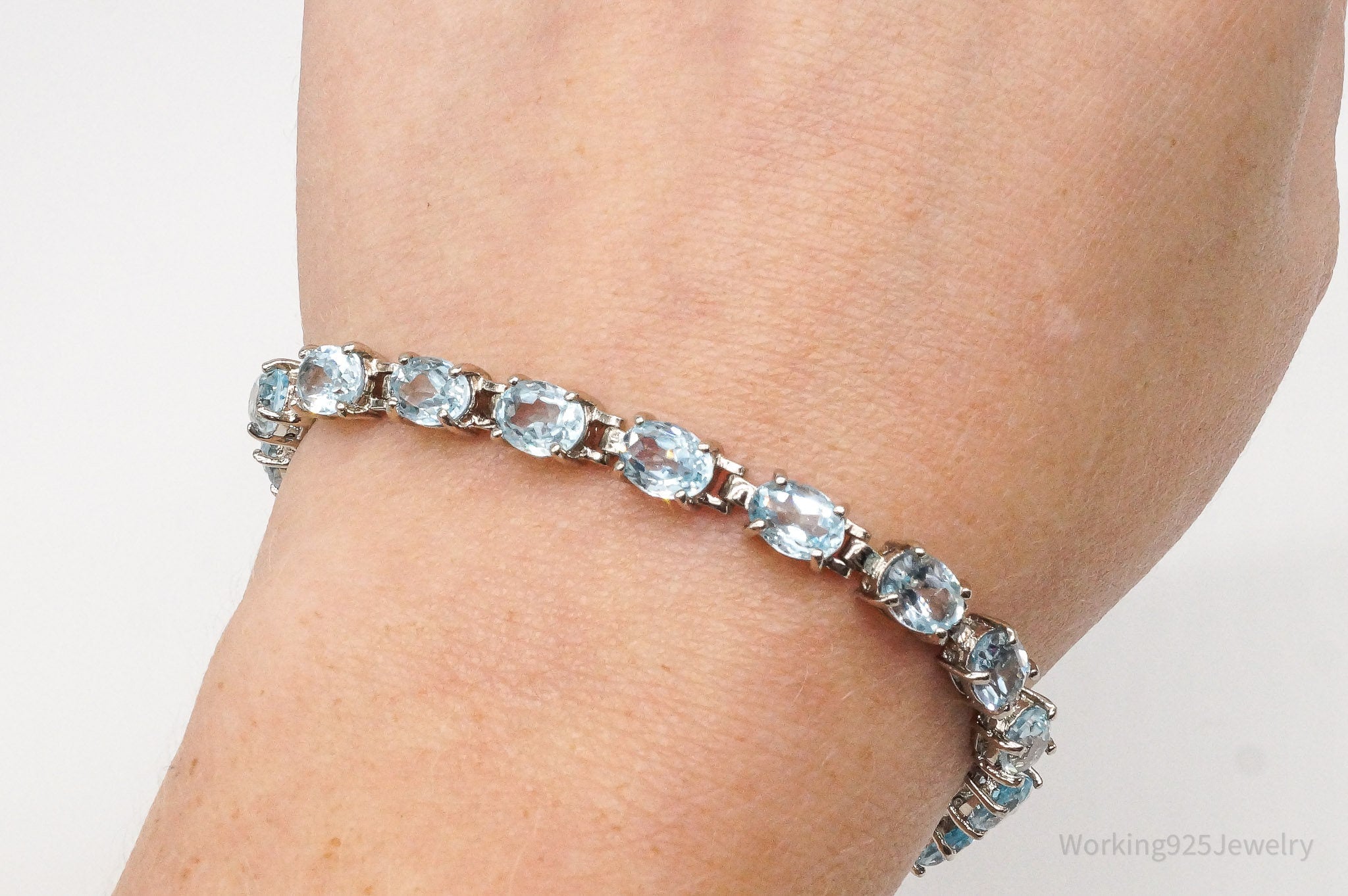 Vintage Blue Topaz Sterling Silver Bracelet