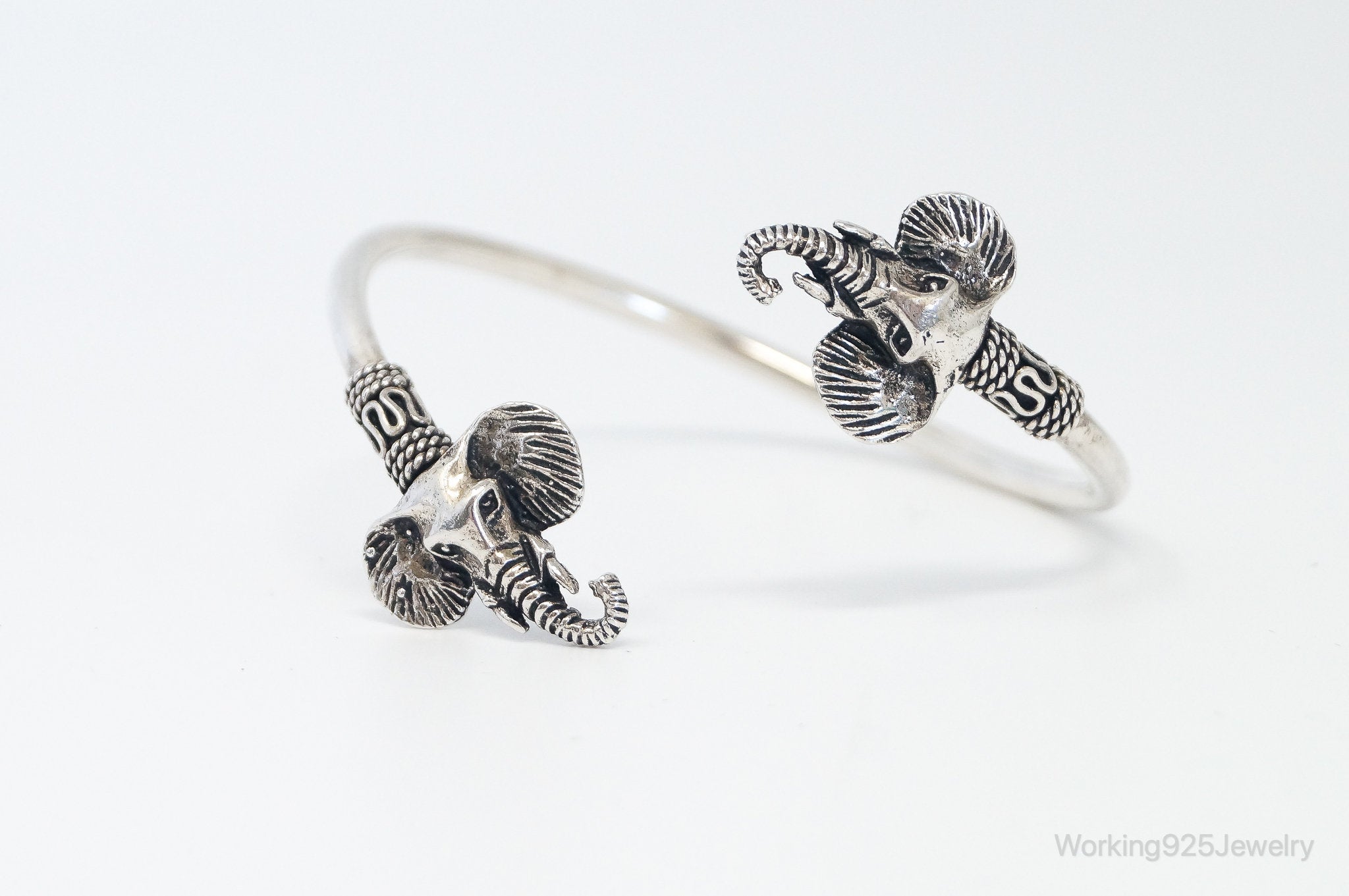 Vintage Elephant Heads Sterling Silver Wrap Bracelet