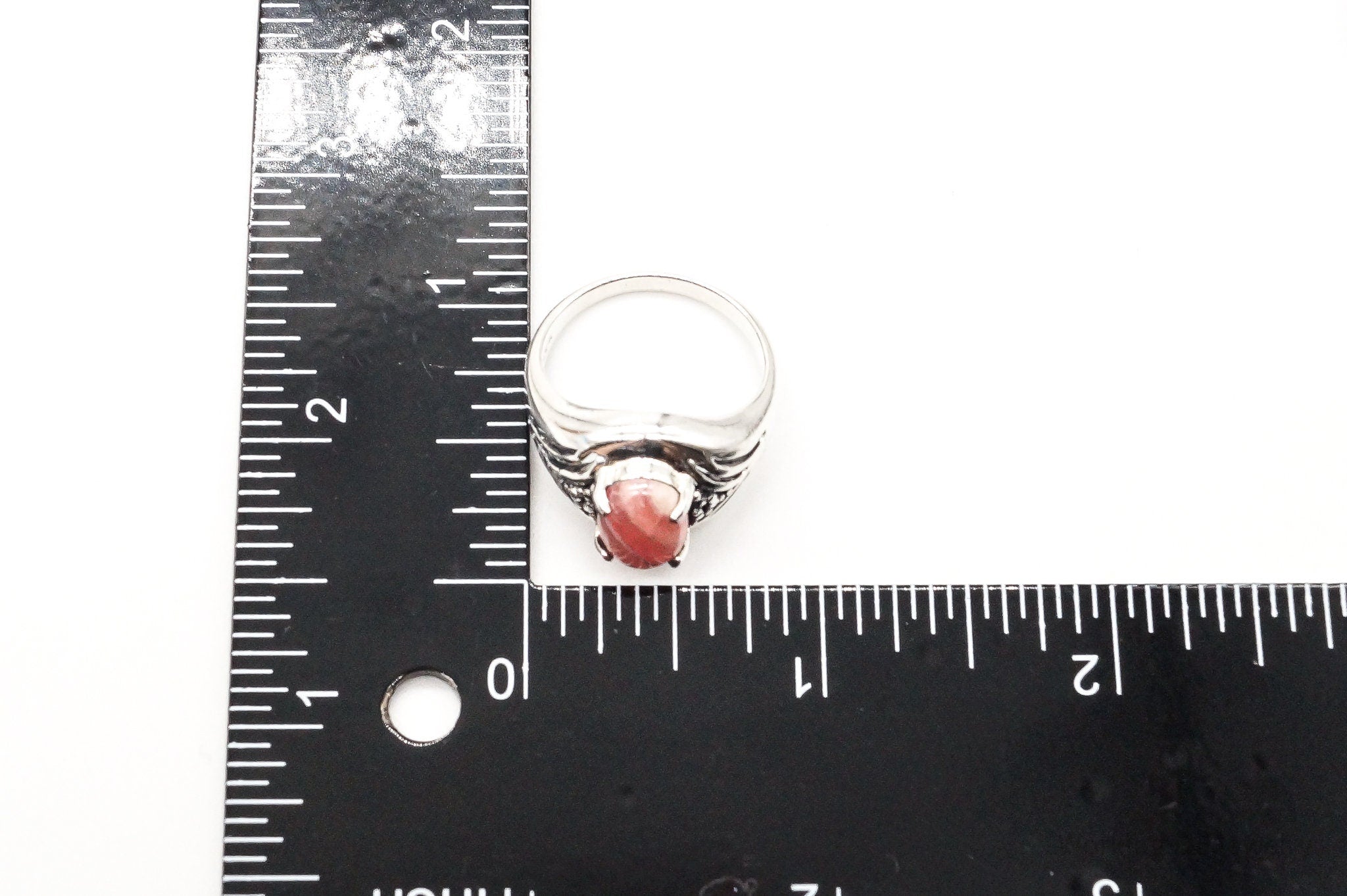 Vintage Designer CNA Pink Rhodochrosite Sterling Silver Ring - Size 9