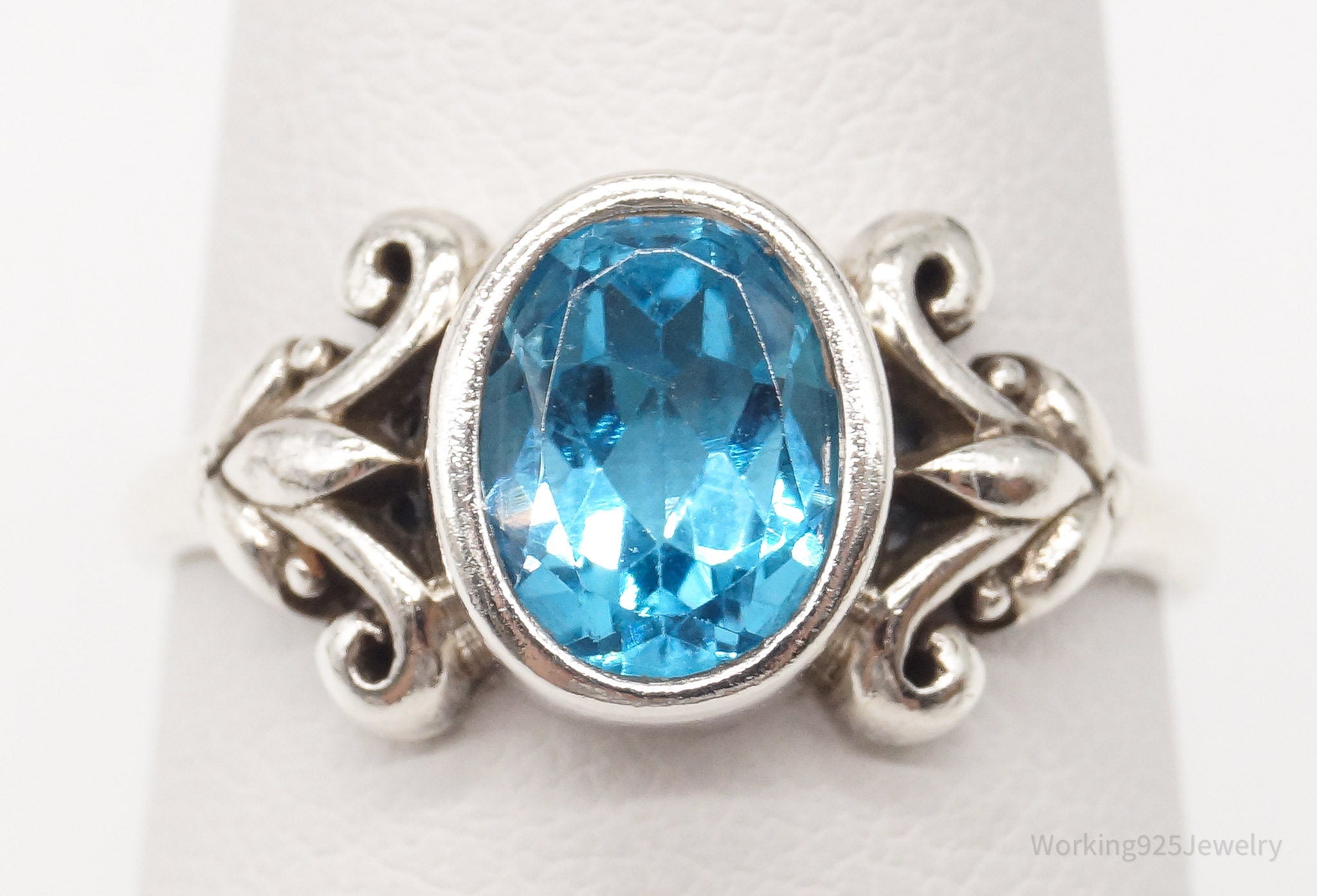 Vintage Blue Topaz Sterling Silver Ring - Size 7