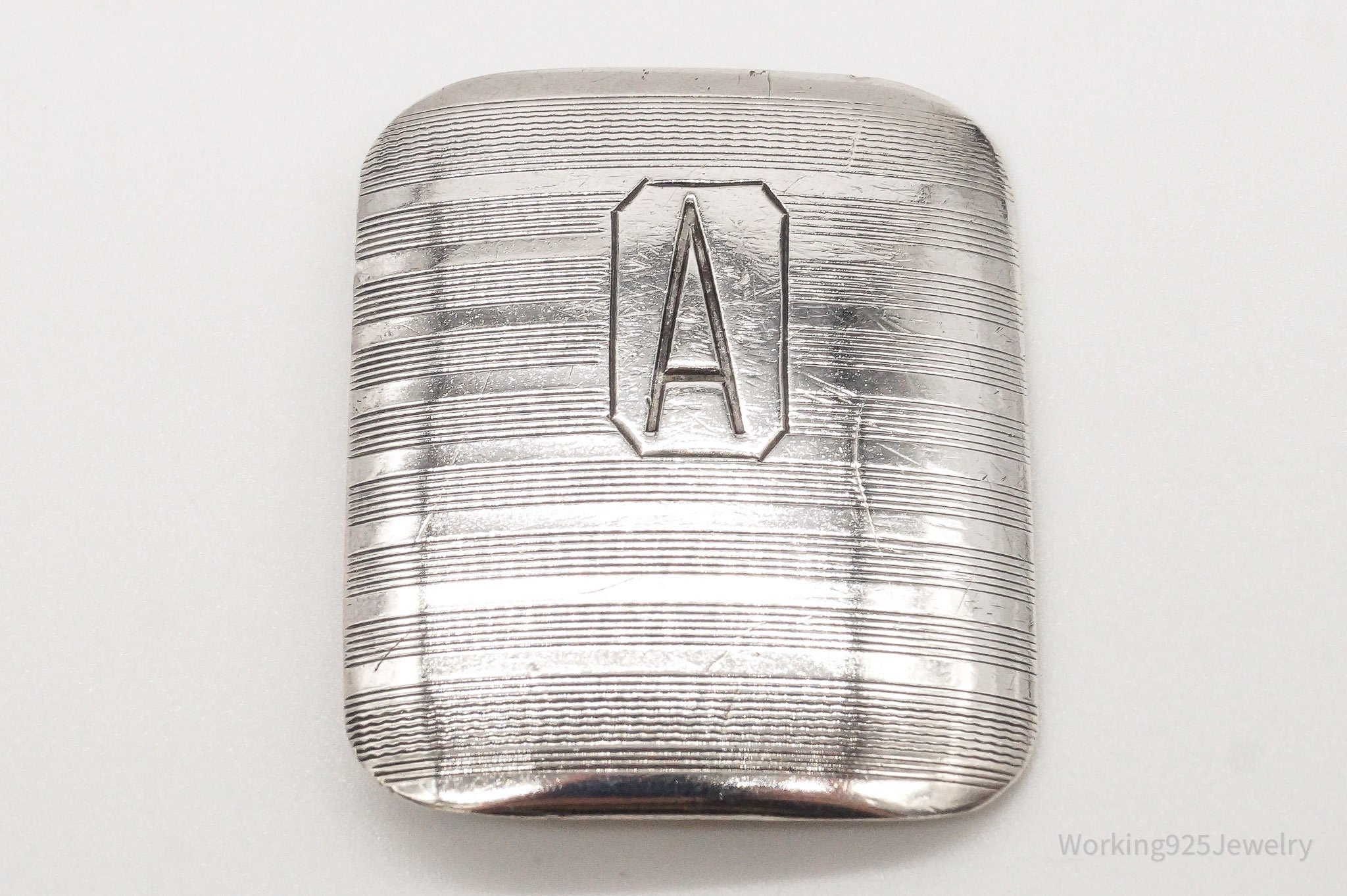 Large Antique "A" Silver Brooch Pin