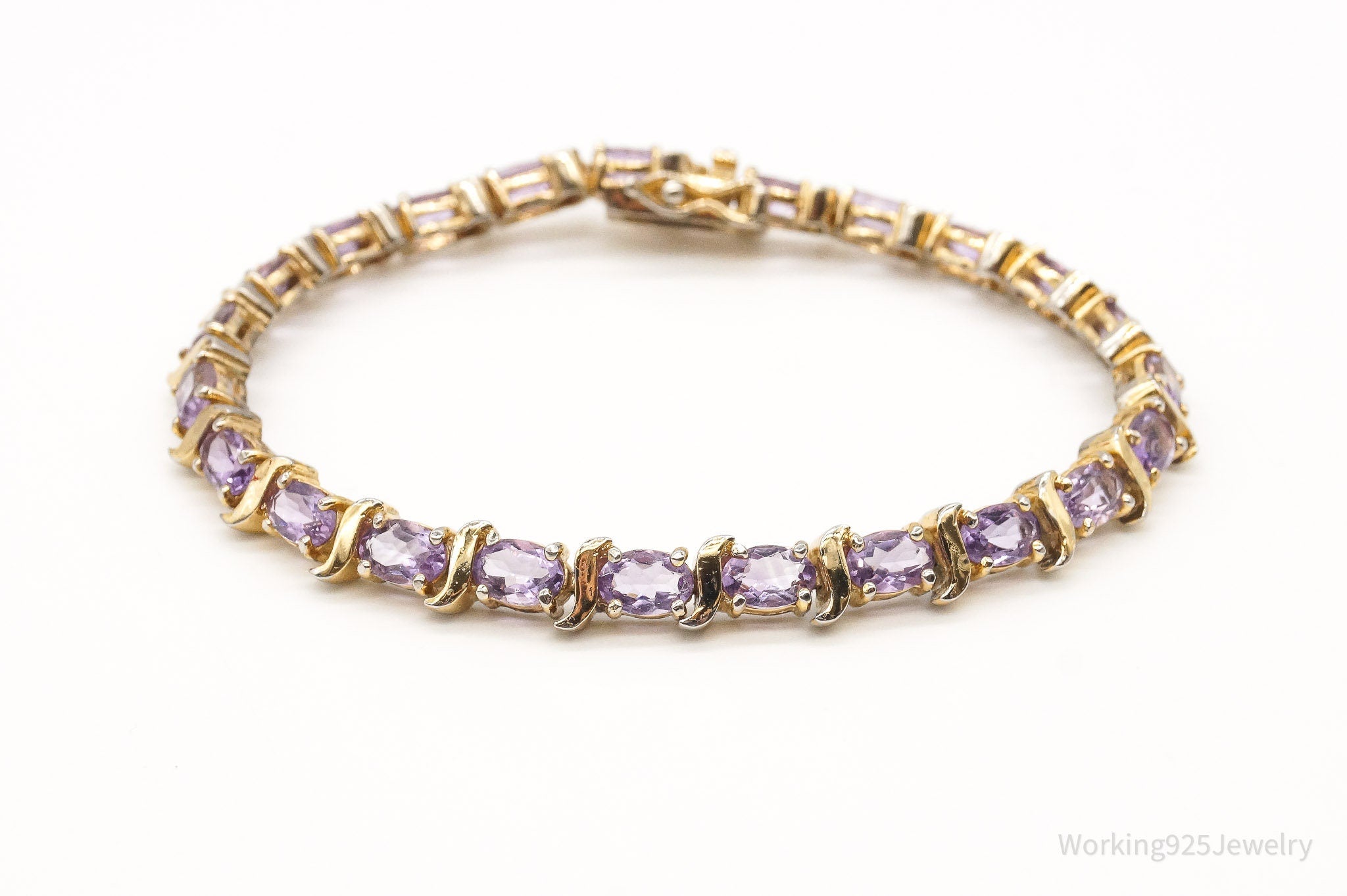 Vintage Amethyst Gold Vermeil Sterling Silver Bracelet