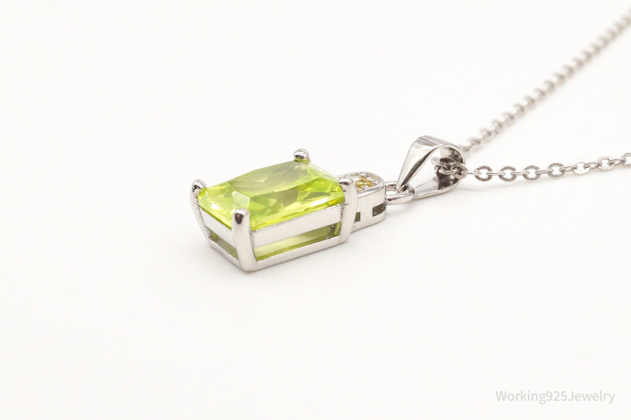 Designer Ryze Lime & Yellow Cubic Zirconia Sterling Silver Necklace