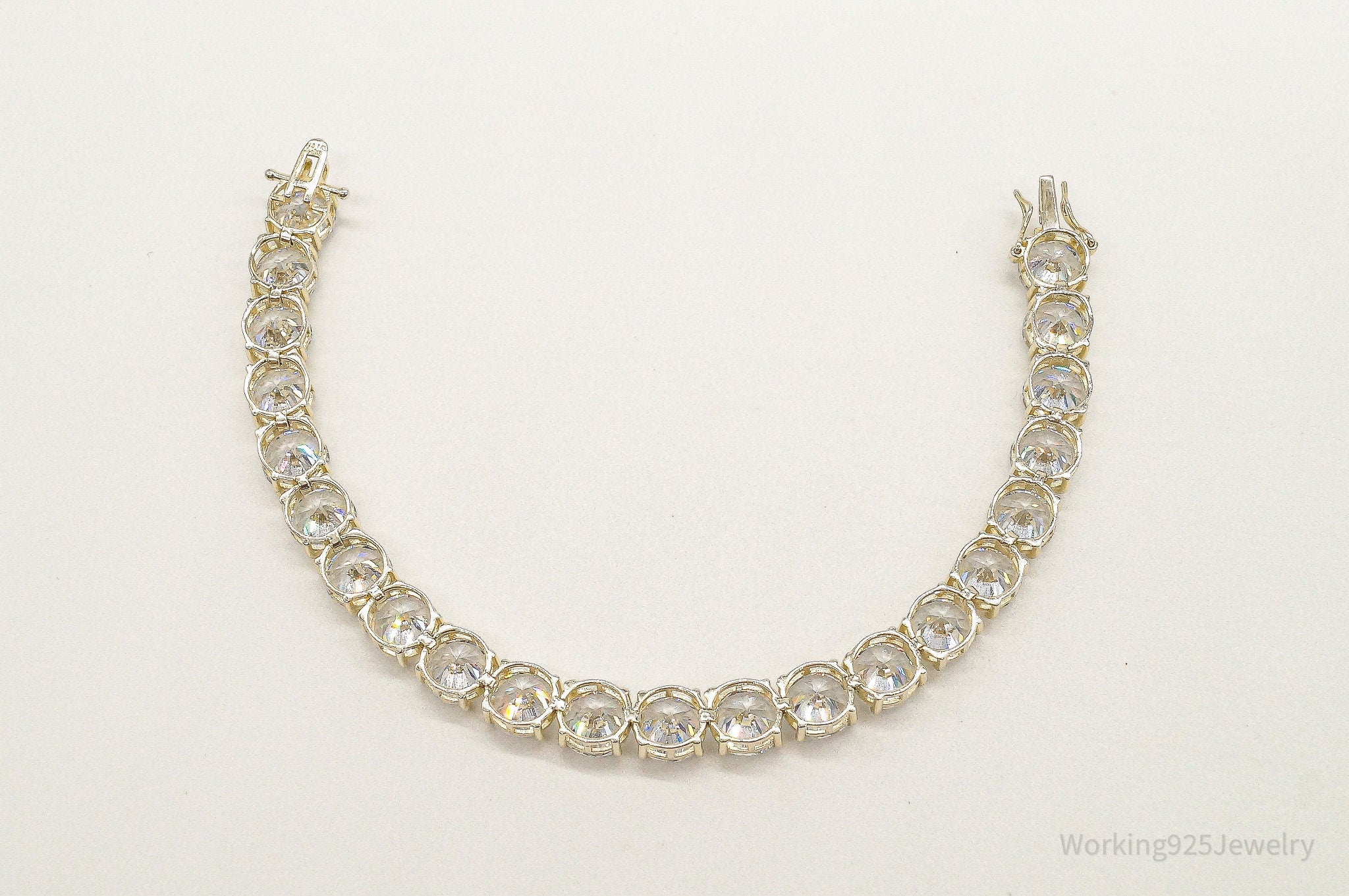 Designer Large Cubic Zirconia Gold Vermeil Sterling Silver Bracelet