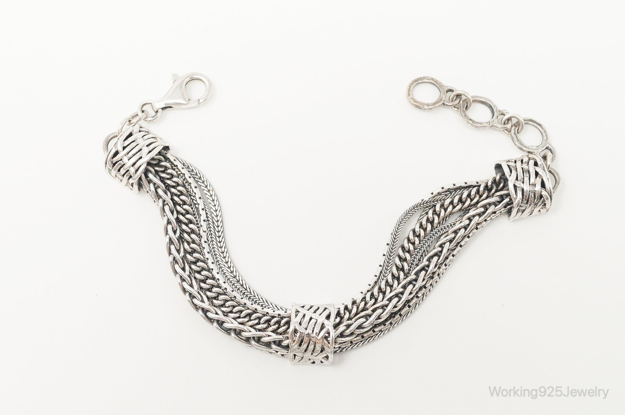 Designer Silpada Sterling Silver Balinese Style Chains Bracelet