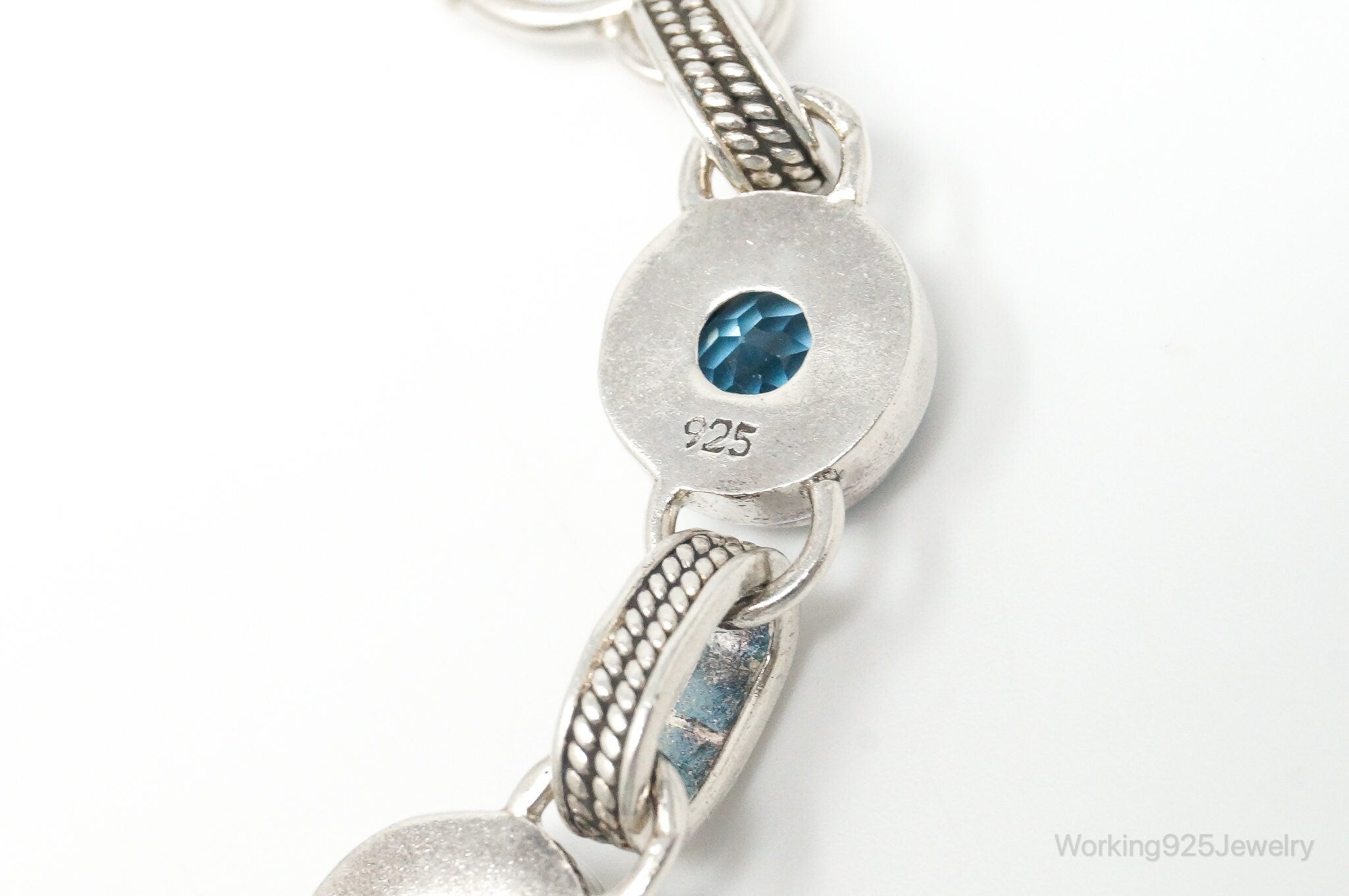 Vintage Blue Topaz Sterling Silver Toggle Bracelet