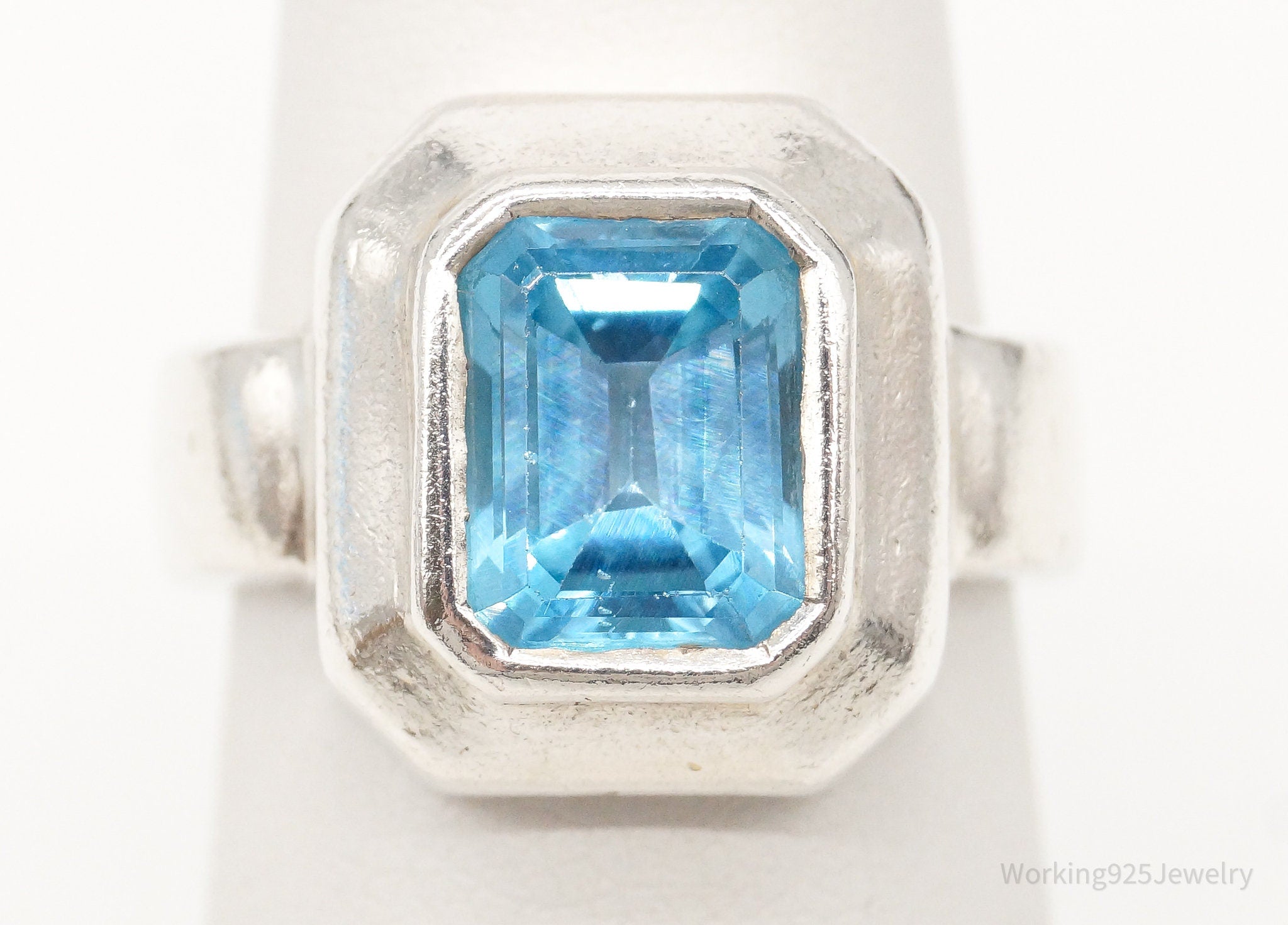 Vintage Designer Boma Blue Topaz Sterling Silver Ring - Size 5.75