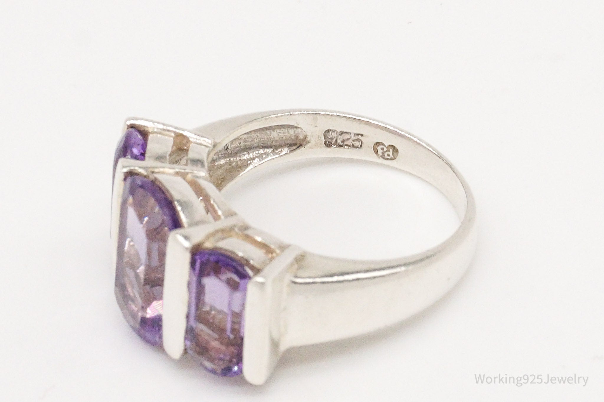 Vintage Amethyst Sterling Silver Ring - Size 6